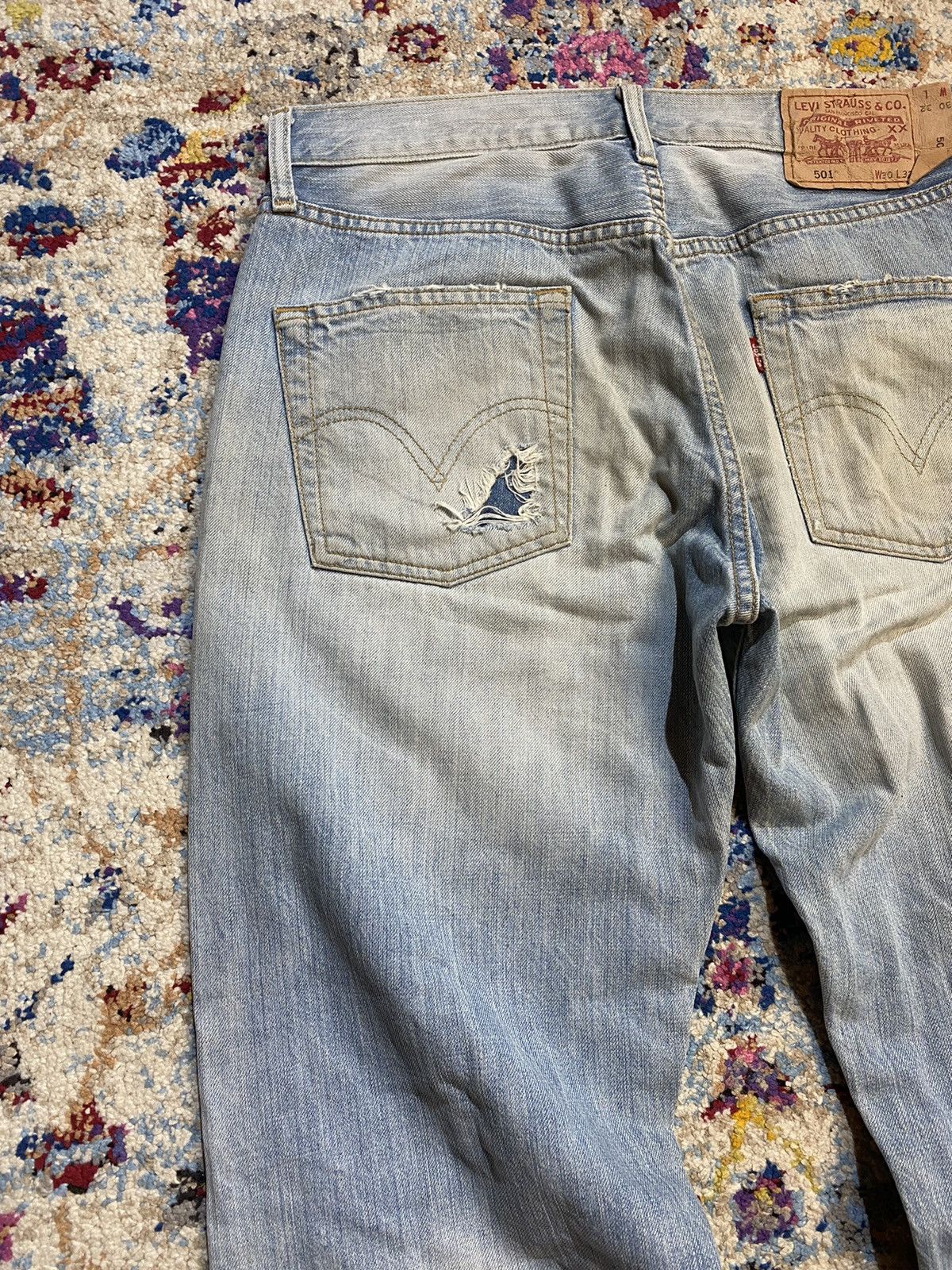 Levi's × Vintage Distressed Washed Blue Rindem Japan 501 Levis 30x32 Size US 32 / EU 48 - 7 Thumbnail