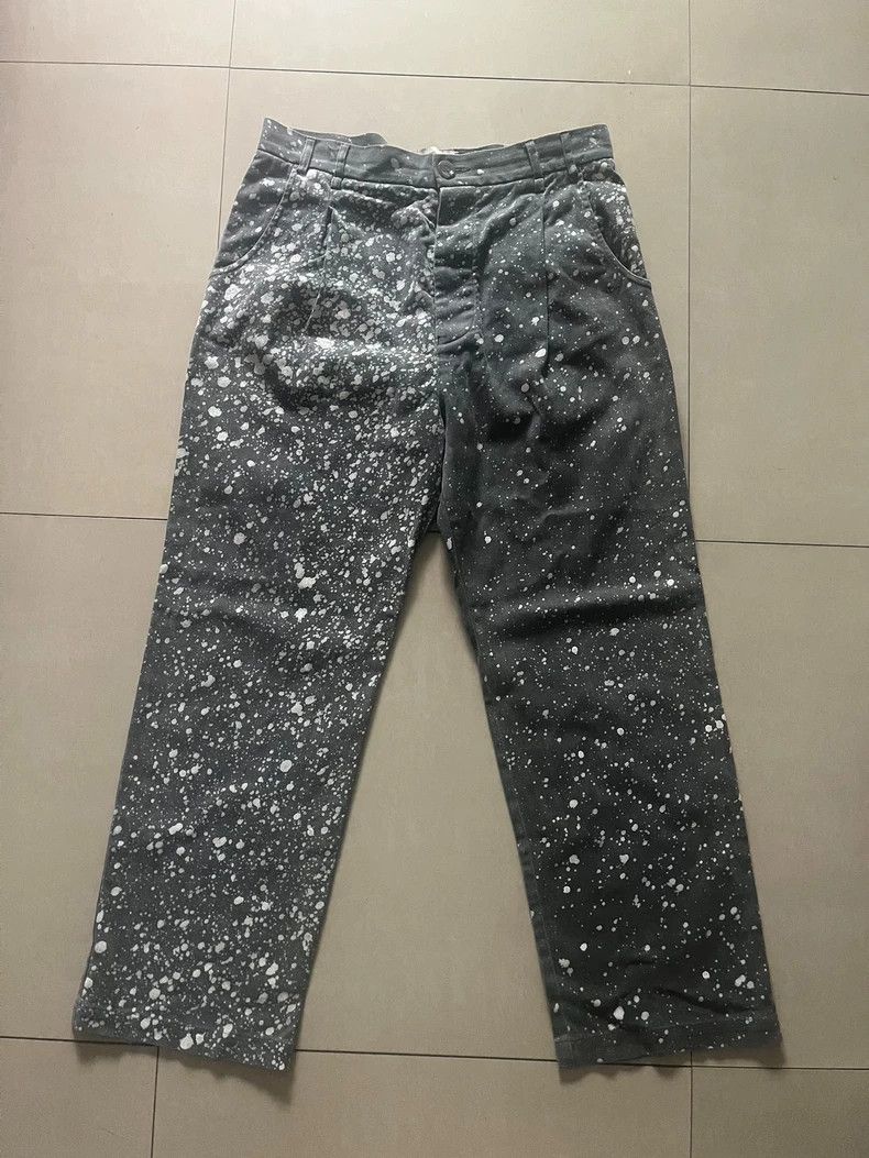 Song For The Mute Song For The Mute white speckled fringed denim pant Size US 36 / EU 52 - 1 Thumbnail