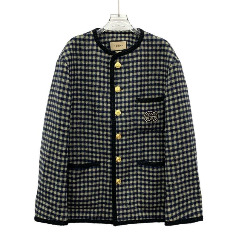 Gucci Gucci Colour-blocked logo embroidered plaid wool round nec Size US L / EU 52-54 / 3 - 1 Thumbnail