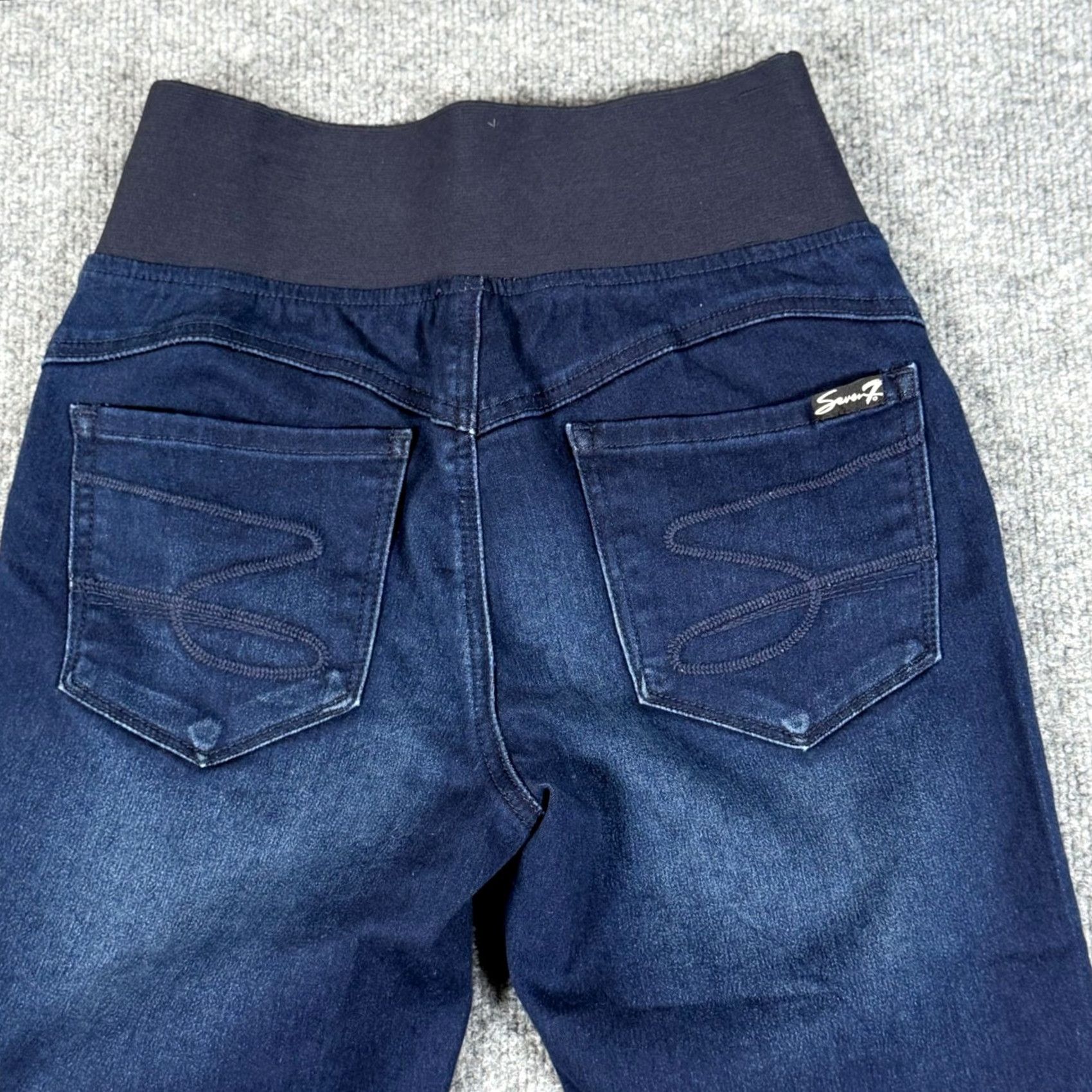 Vintage Seven7 Size 4 Dark Wash Pull On Ultra High Rise Skimmer Capri Denim Crop Pants Jeans Size 27" / US 4 / IT 40 - 4 Thumbnail