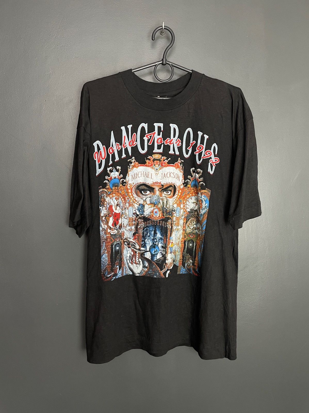 image of Michael Jackson Dangerous Tour 1992 T-Shirt in Black, Men's (Size Medium)