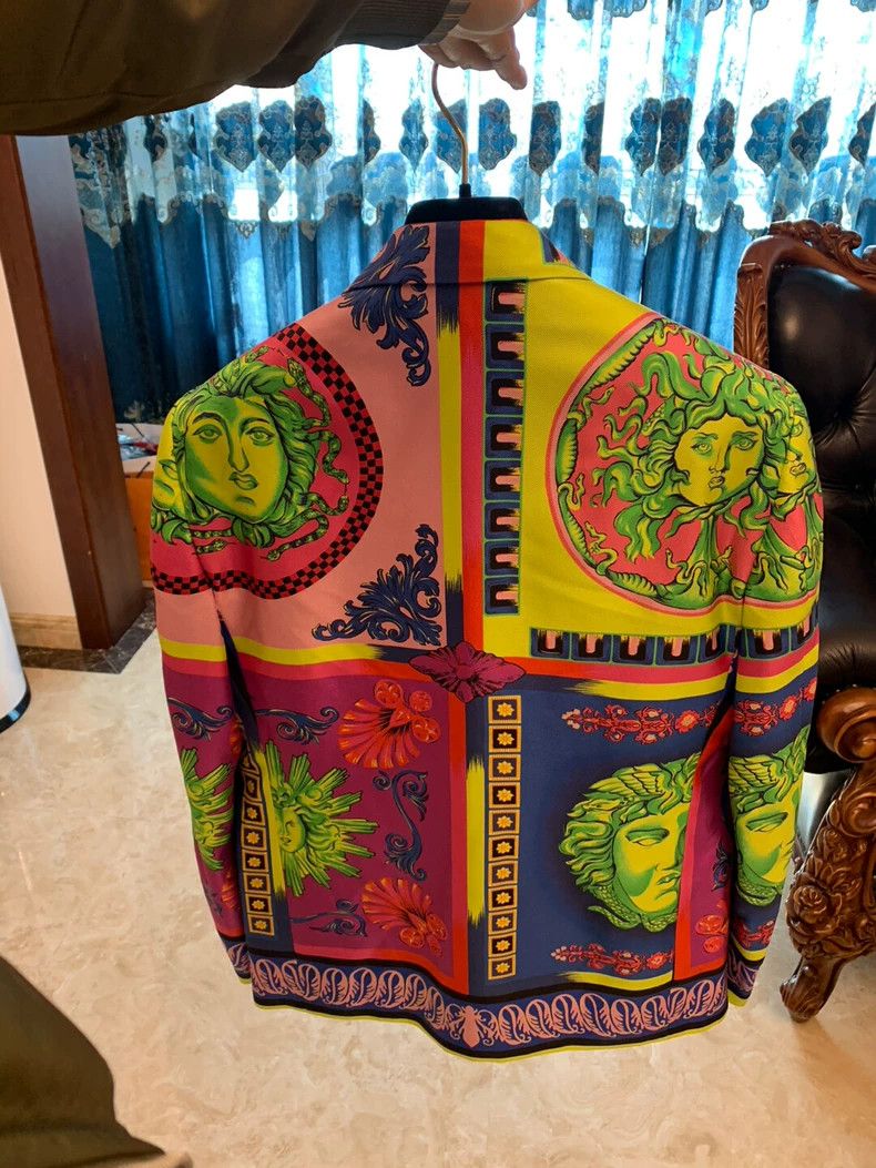 Versace Versace Mulberry silk jacket coat Size L / US 10 / IT 46 - 2 Thumbnail
