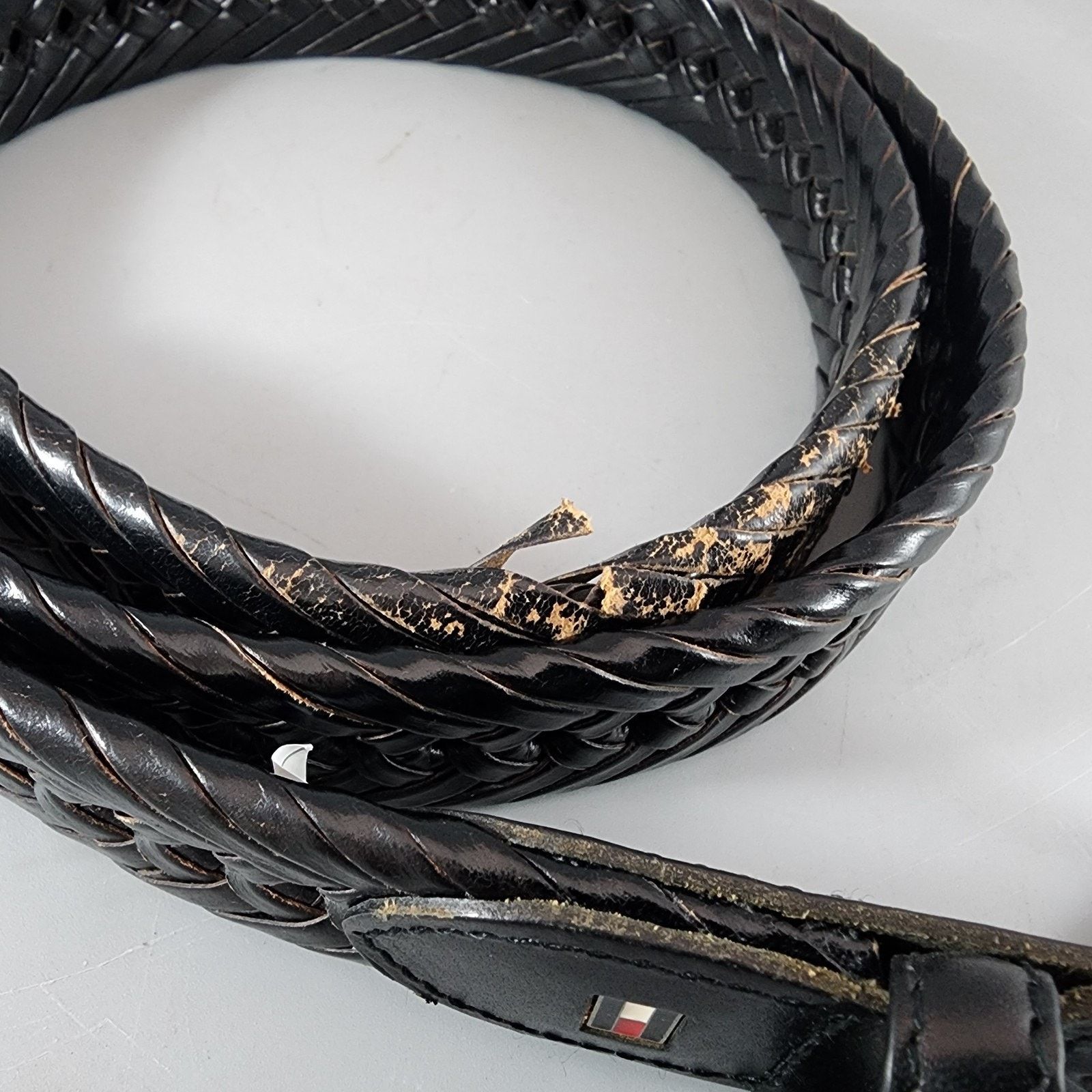 Tommy Hilfiger Tommy Hilfiger Men's Leather Belt Braided Black 42 x 1-1/8" Size 42 - 4 Thumbnail