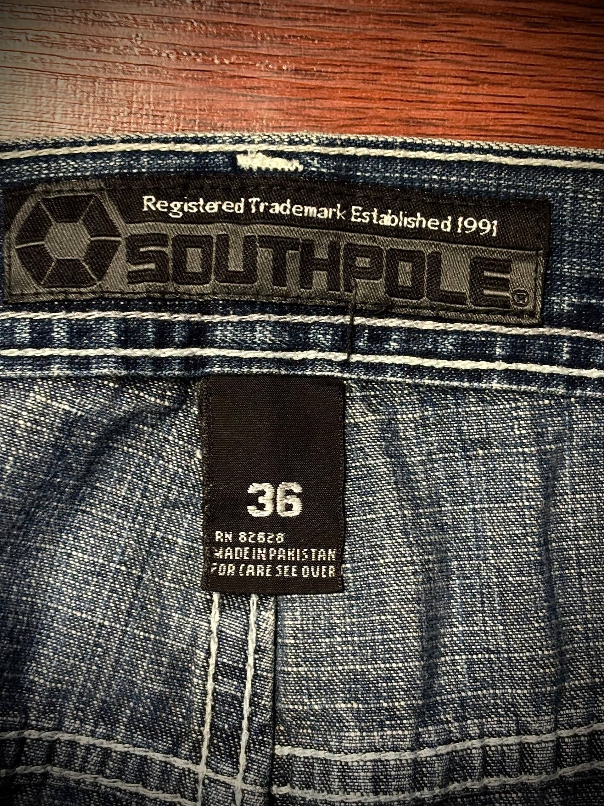 Southpole Vintage South pole Brown Tabs Blue Denim Jeans Size US 36 / EU 52 - 6 Thumbnail