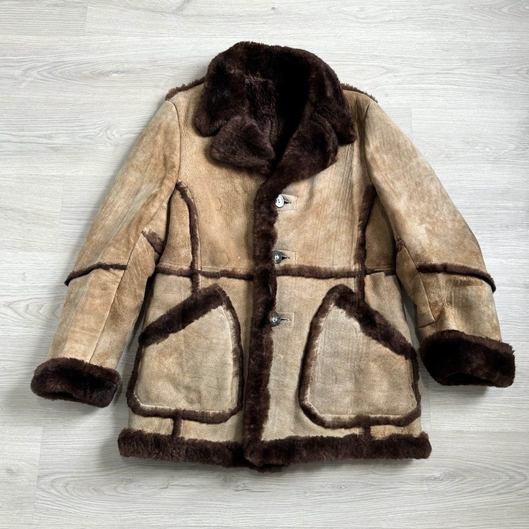 Vintage VINTAGE Wilsons Leather Ranch Coat Jacket Mens 40 Brown Shearling Sheepskin Leather Wool Lining Winter 70s Mens Size US XXS / EU 40 - 2 Thumbnail