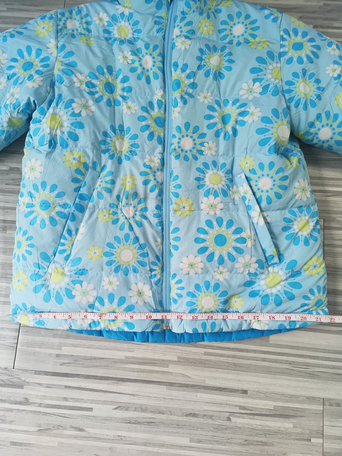 L.L. Bean × Vintage L.L Bean Blue Floral Puffer Size L / US 10 / IT 46 - 10 Thumbnail