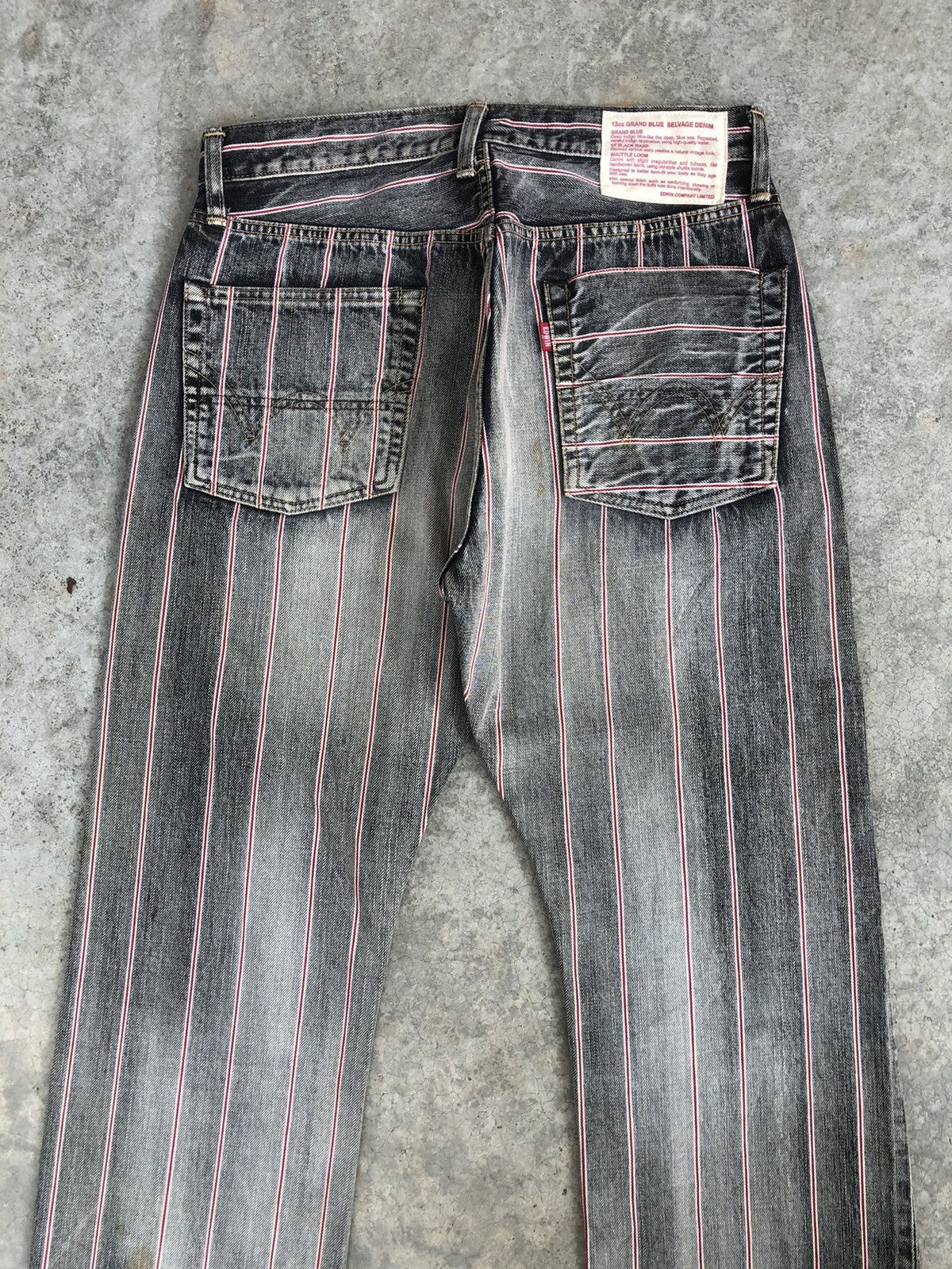 If Six Was Nine Japanese Edwin Flared Jeans Distressed Selvedge Hickory Size US 31 - 8 Thumbnail