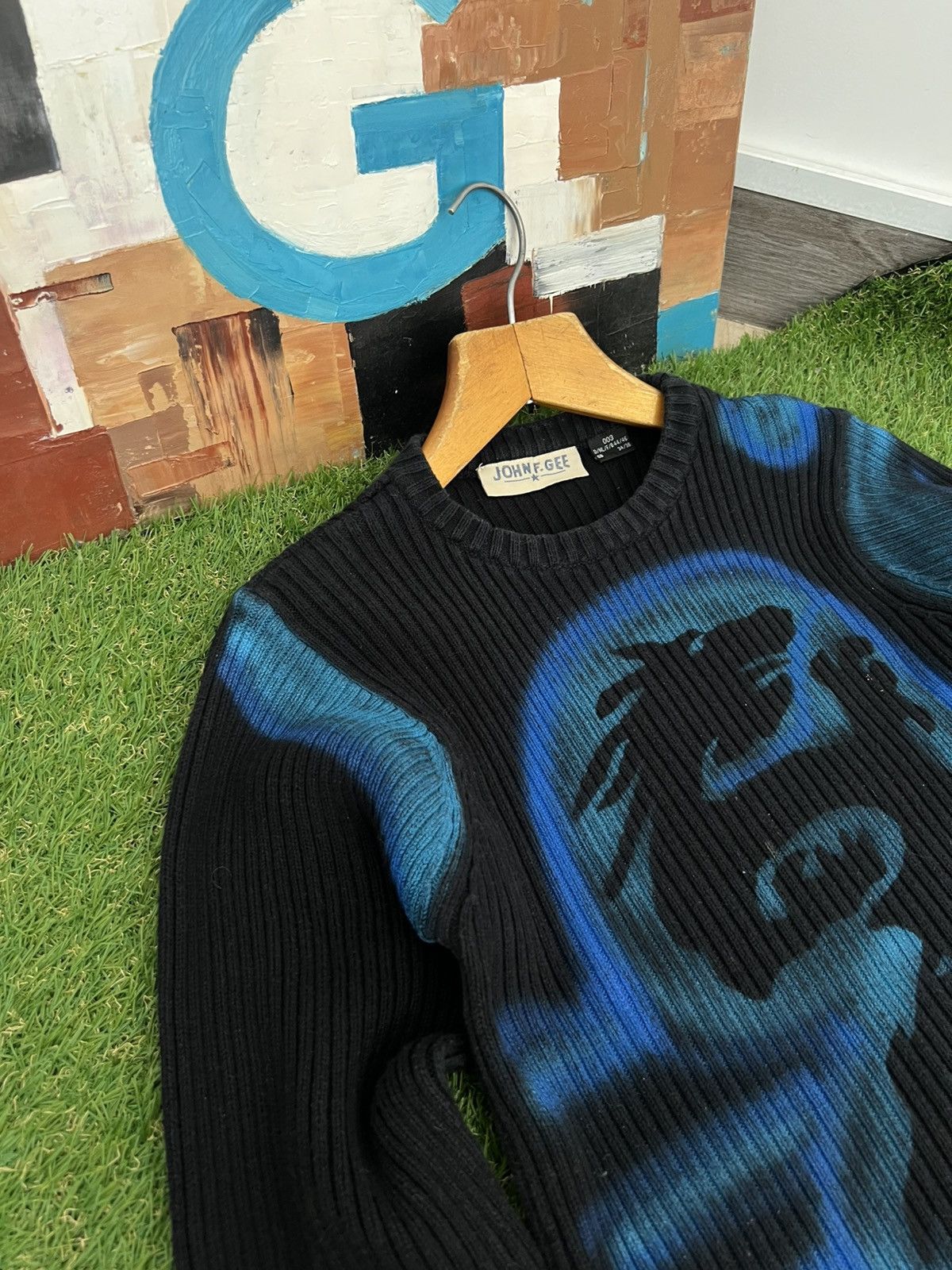 Japanese Brand Vintage Diesel Style Ribbed Knitted Dragon Sweater Japanese Size US S / EU 44-46 / 1 - 2 Thumbnail