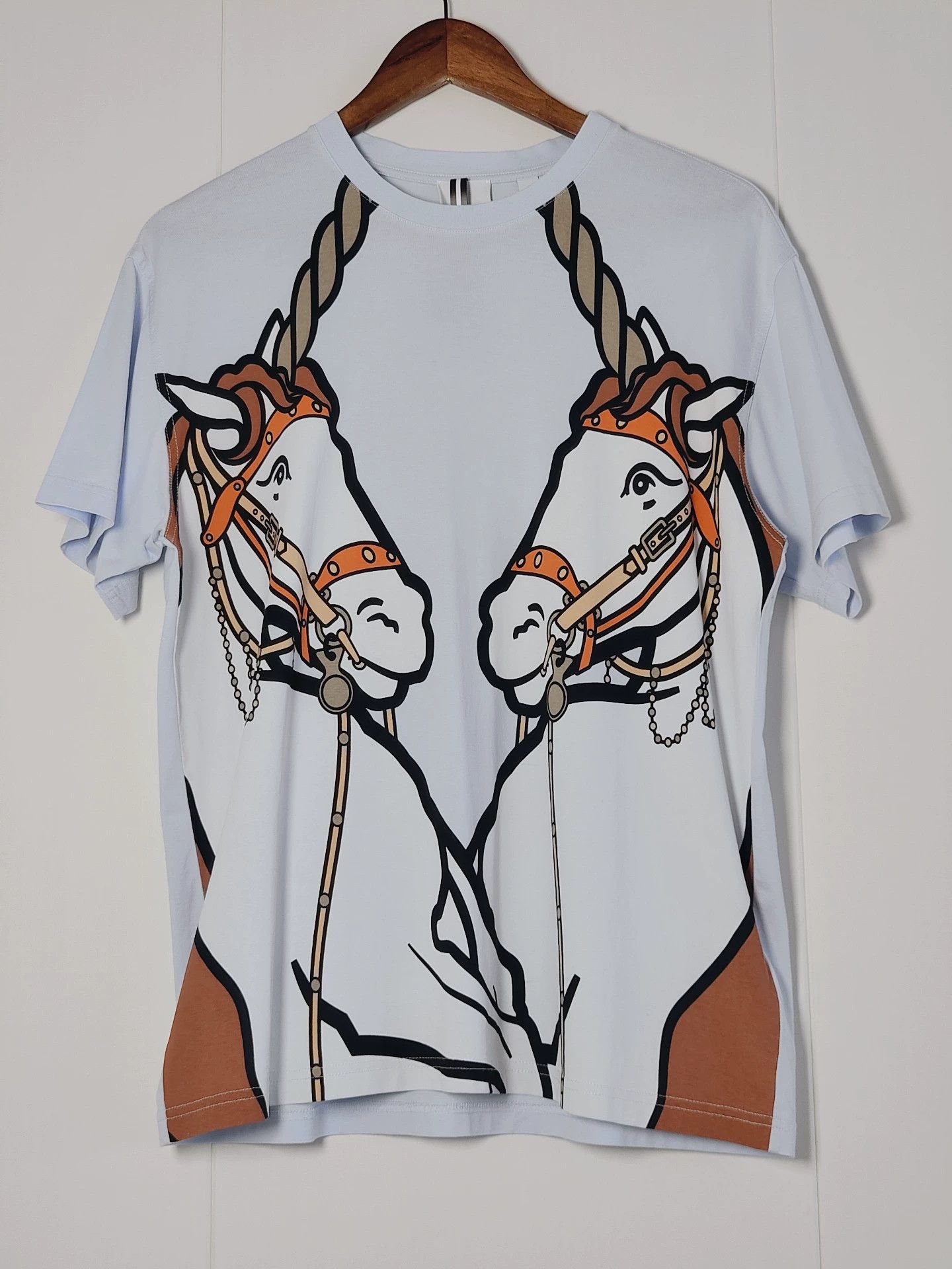 Burberry Burberry Light Blue Twin Horse Short Sleeve Size US S / EU 44-46 / 1 - 1 Thumbnail