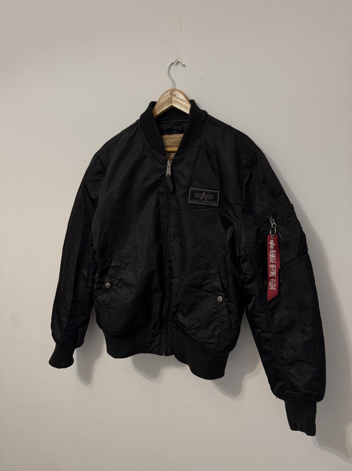 Pre-owned Alpha Industries X Bomber Jacket Alpha Industries Bomber Jacket Ma-1 Black Nylon Avantgarde