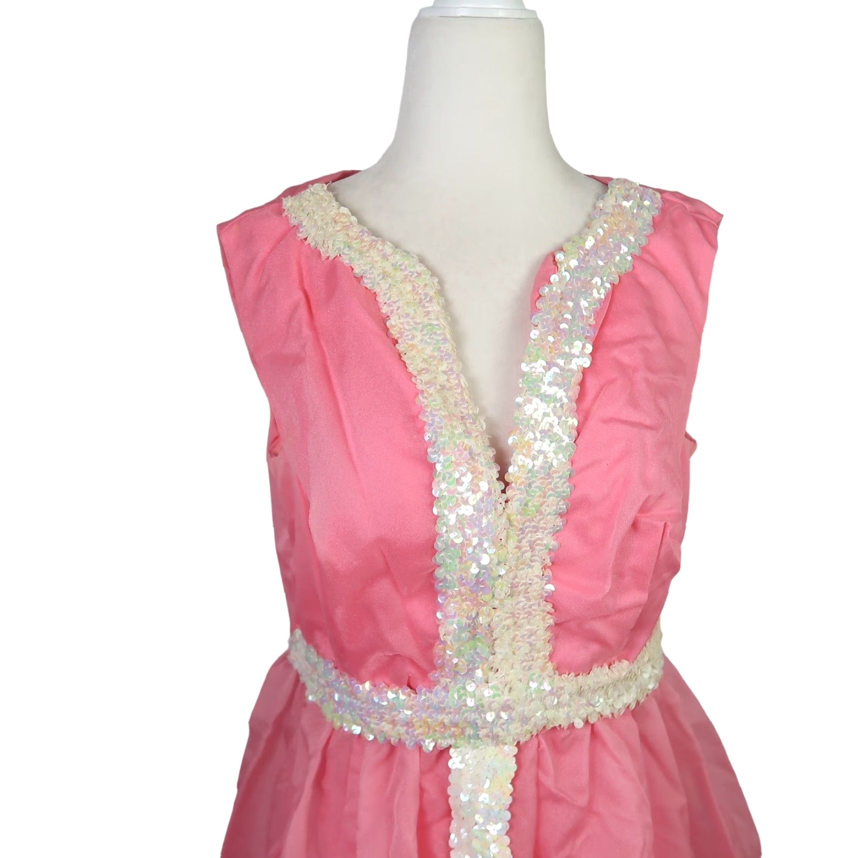Pinko VINTAGE 60s pink taffeta white sequin long formal gown dress S Size S / US 4 / IT 40 - 2 Thumbnail