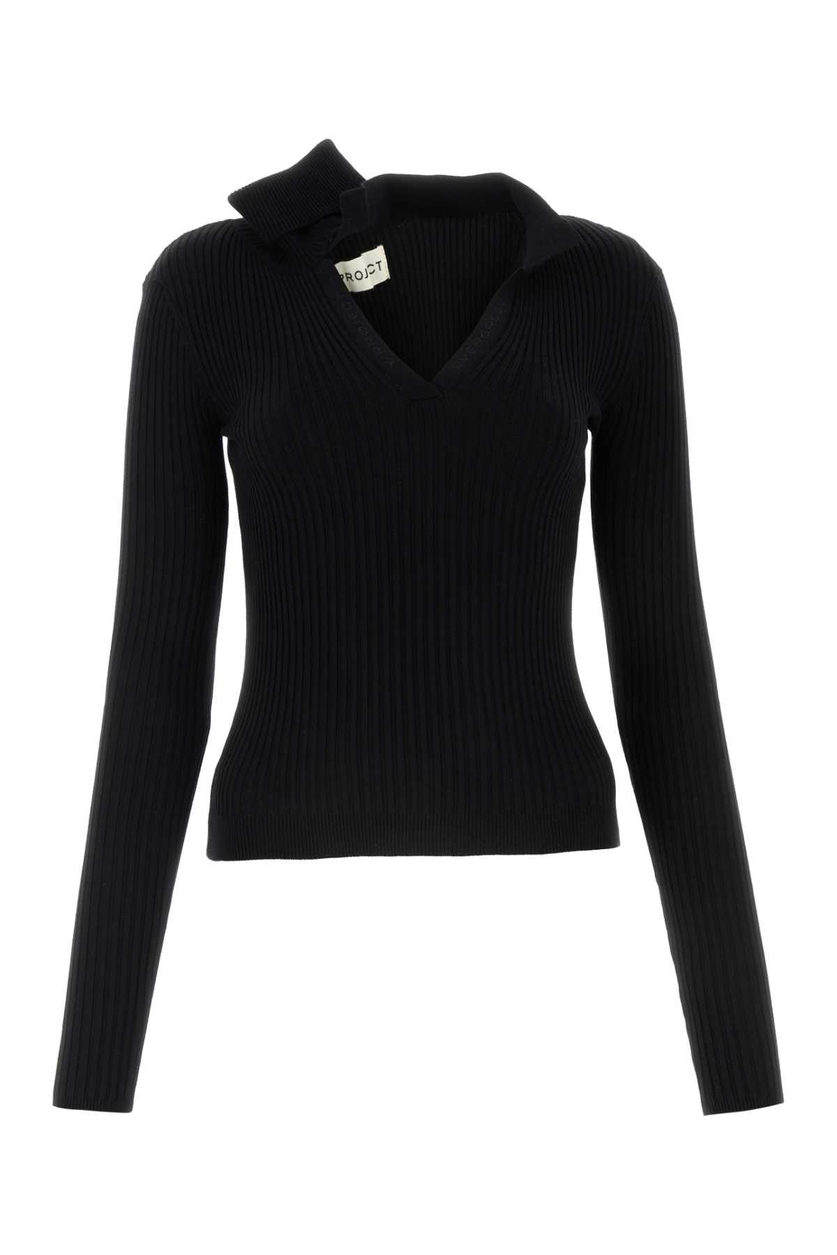 image of Yproject Black Cotton Top, Women's (Size Medium)