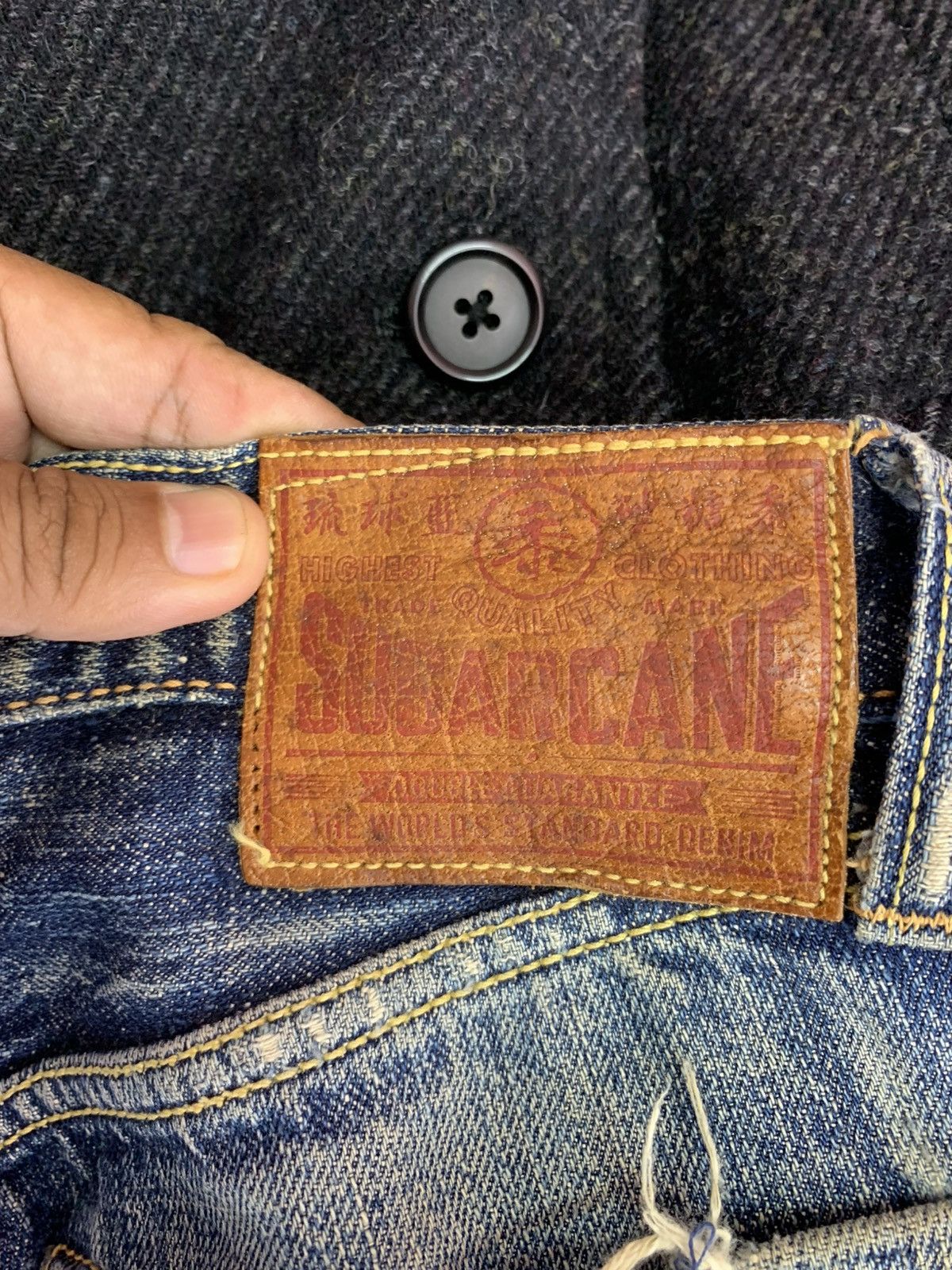 Sugar Cane VINTAGE SUGARCANE DISTRESSED SELVEDGE JEANS MEN Size US 30 / EU 46 - 17 Thumbnail