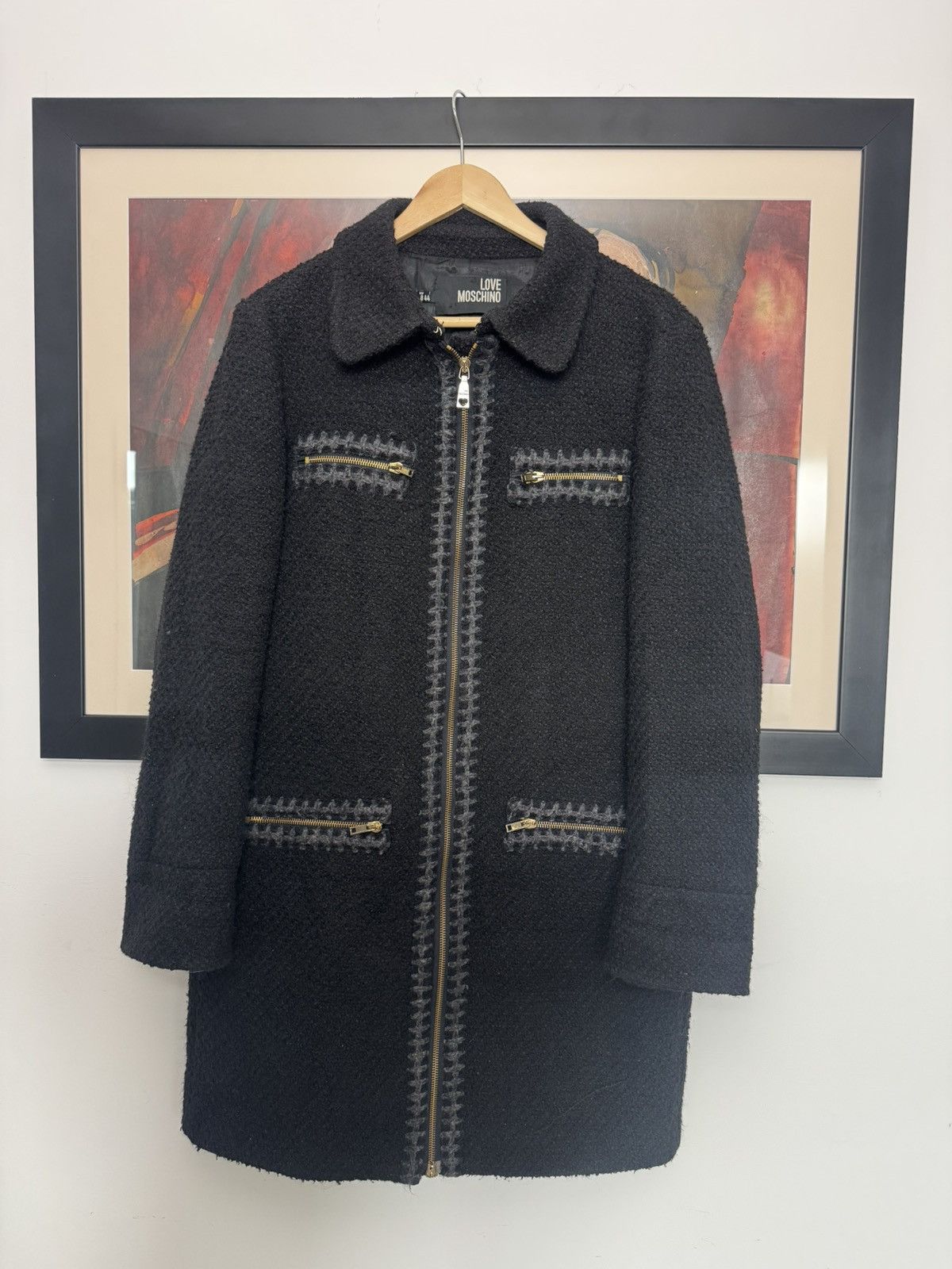 LOVE MOSCHINO Coat Jacket Wool Black Luxury Women
