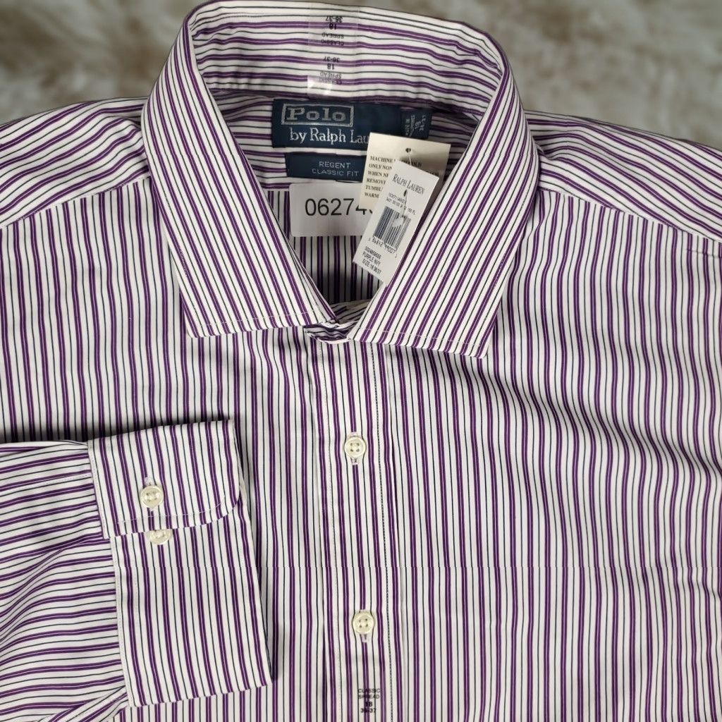 Ralph Lauren Ralph Lauren Dress Shirt Mens Size 18 Purple Striped Button-Up Long Sleeve Size US XXL / EU 58 / 5 - 1 Thumbnail