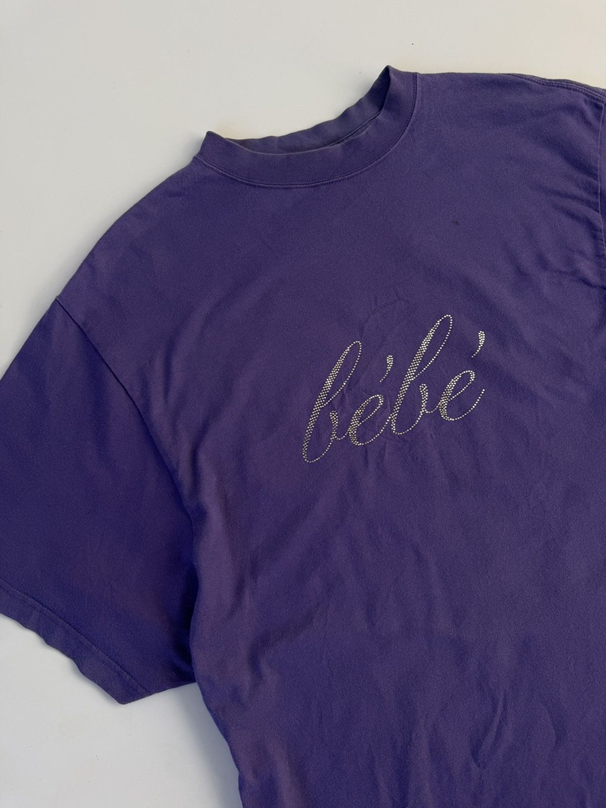 Balenciaga Balenciaga Rhinestone Bébé Worn-Out T-Shirt Purple Size US L / EU 52-54 / 3 - 3 Thumbnail