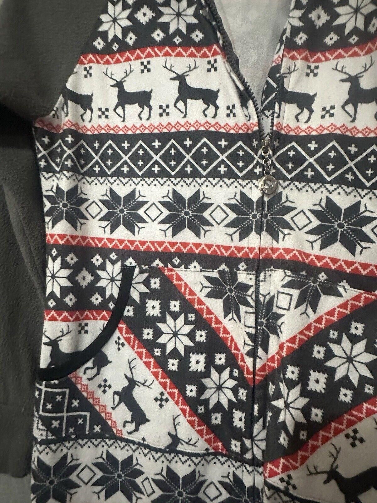 Designer Womens Medium Pajama Deer Christmas One Peice Size ONE SIZE - 4 Thumbnail
