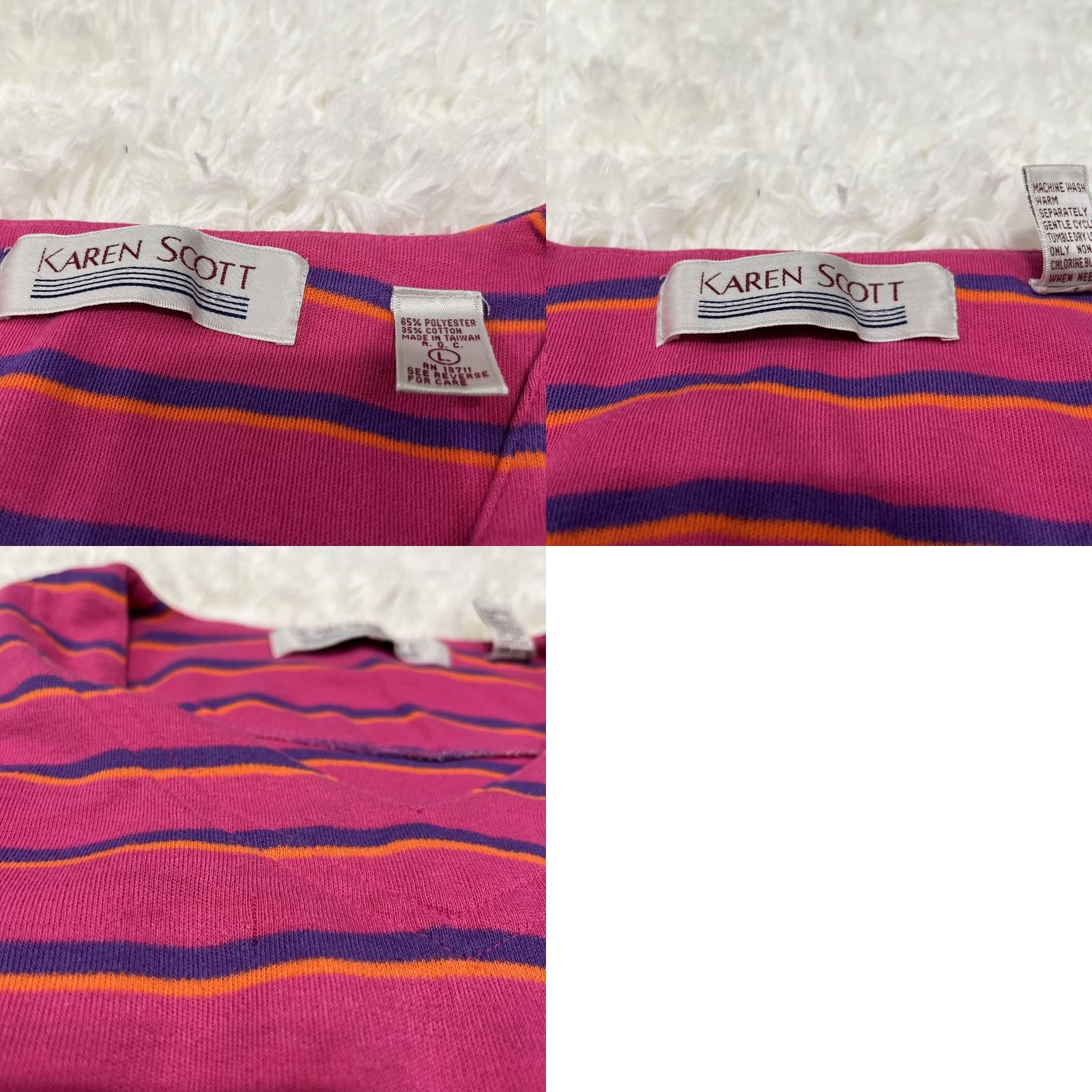 Vintage VINTAGE Karen Scott Sweater Women L 90s Streetwear Pink Orange Striped V Knit Dolman Sleeve Slim Fit Casual Womens Size L / US 10 / IT 46 - 9 Thumbnail