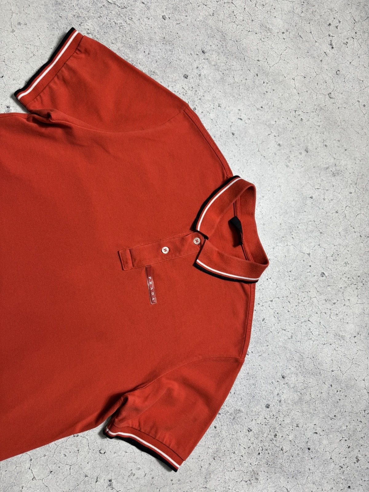 Prada Vintage Luxury Prada Polo Shirt Red Tab Orange Size US L / EU 52-54 / 3 - 7 Thumbnail