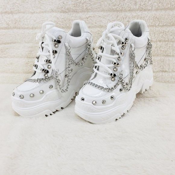 Other Space Candy White Platform Chain Sneaker Hidden Wedge Street Size US 8.5 / IT 38.5 - 2 Thumbnail