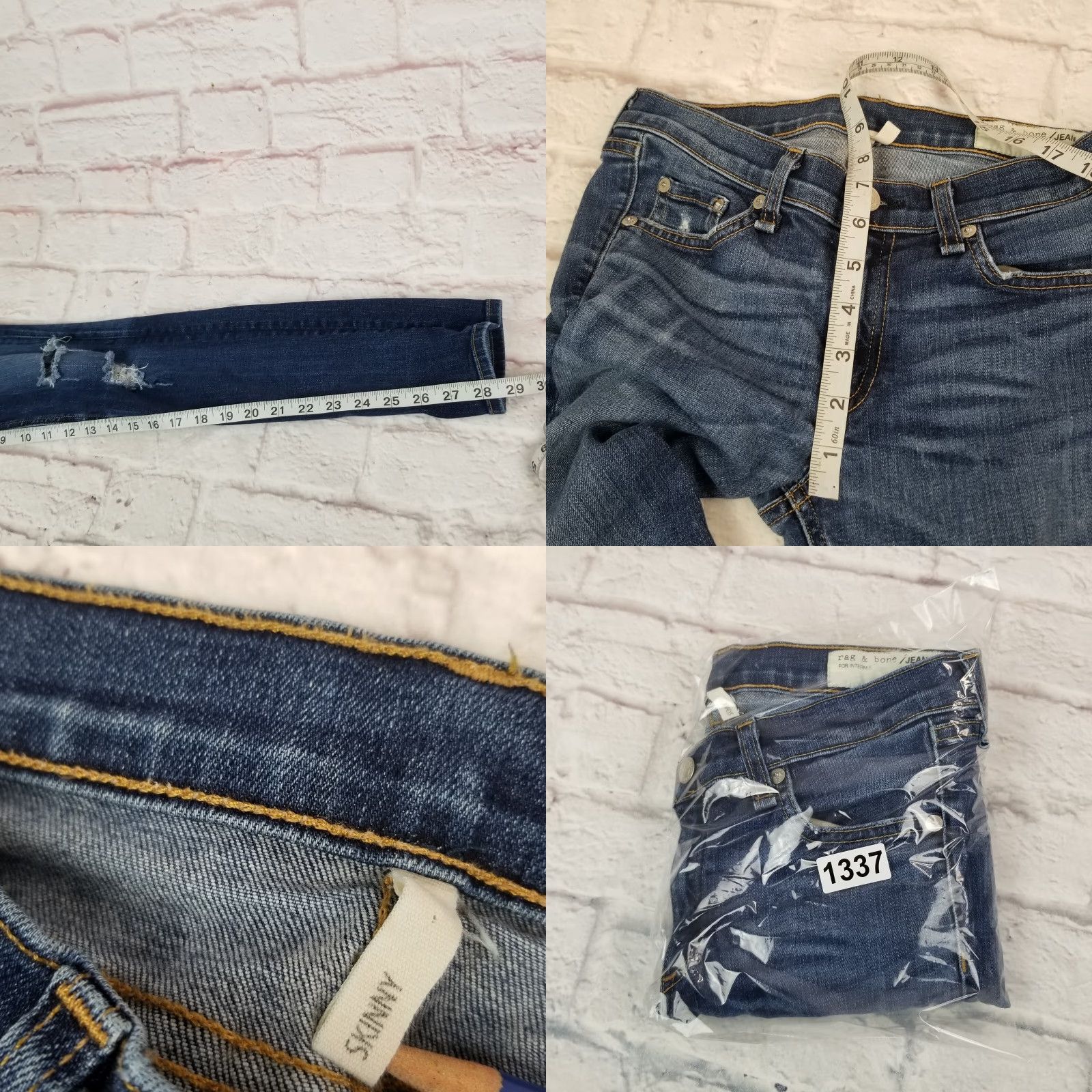 Rag & Bone Rag & Bone Skinny Jeans Junior Teens Size 27 Blue Denim Low Rise Distressed Size 27" / US 4 / IT 40 - 8 Thumbnail