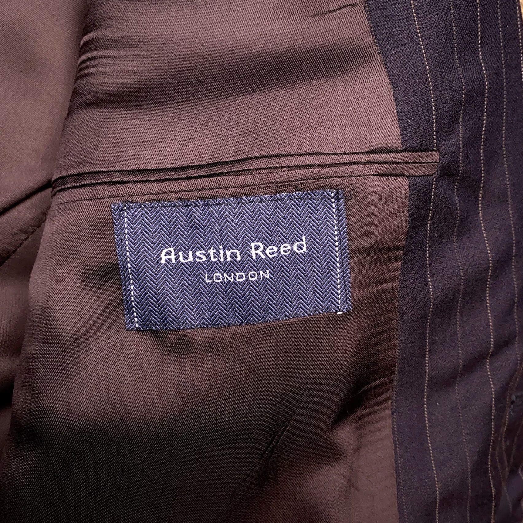 Austin Reed Austin Reed Blazer Mens 40R Brown Pinstripe Wool Notch Vintage? No — Regular Coat Jacket Suit Coat Short: Wait. Size 40R - 4 Thumbnail