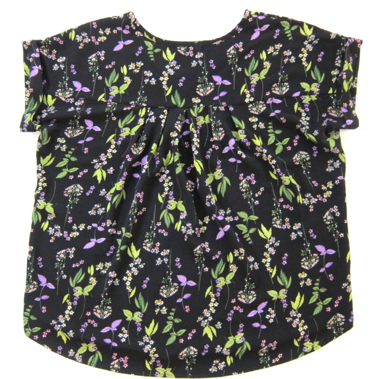 Pinko Pleione Blouse L Black Floral Rayon Boxy Short Sleeve Tunic Size L / US 10 / IT 46 - 2 Thumbnail