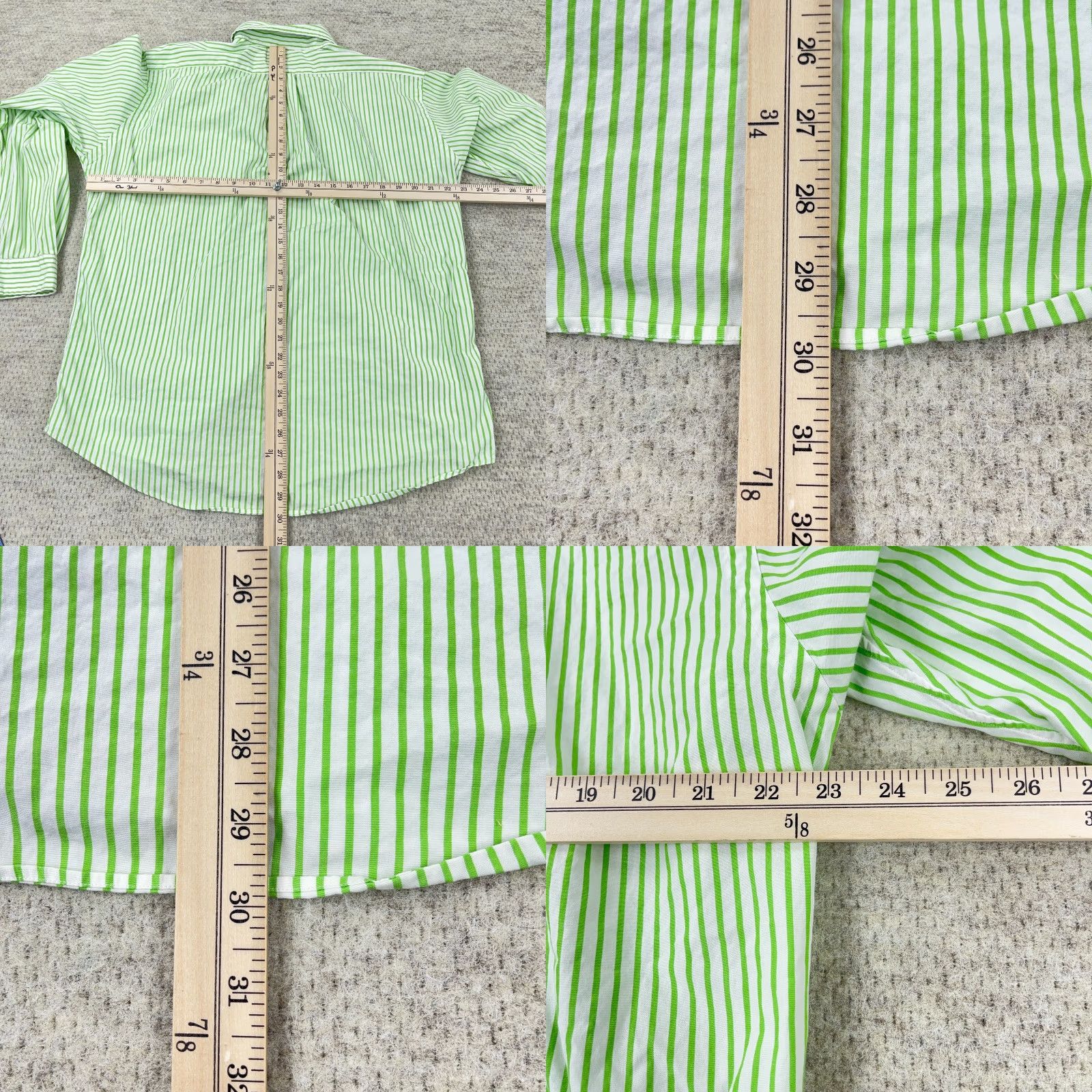 Ralph Lauren Ralph Lauren Button-Up Shirt Men Large Green Striped Poplin Dress A2* Regular Fit Size 42R - 8 Thumbnail