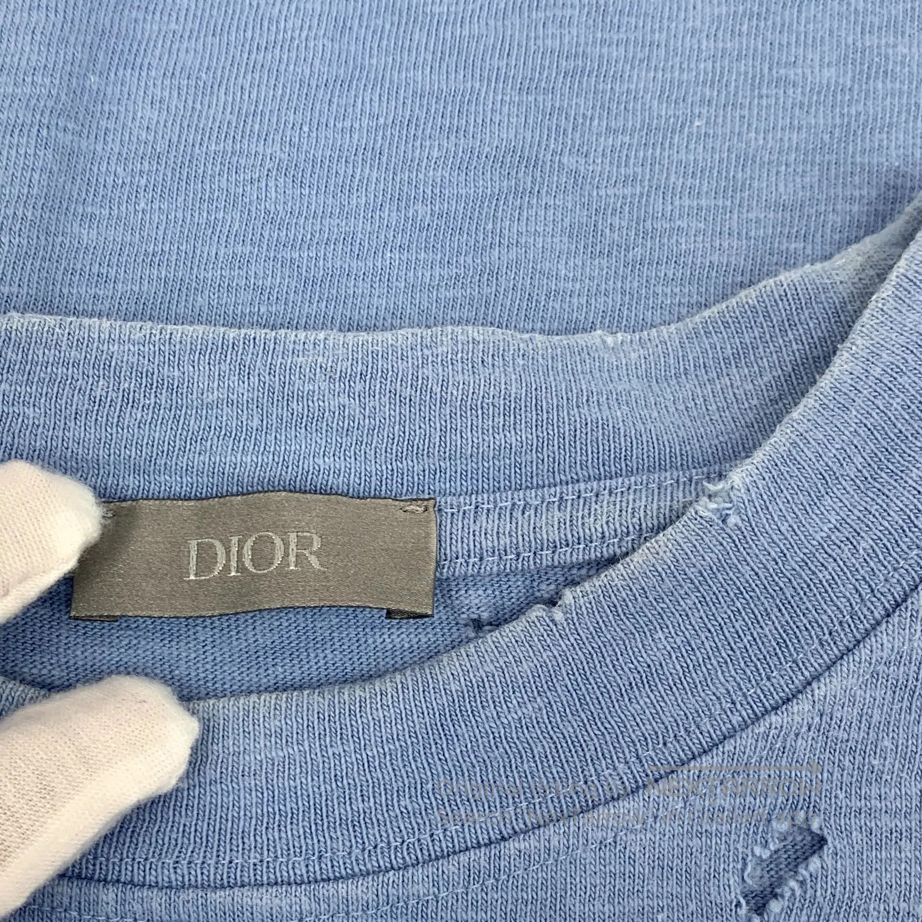 Dior Dior Dark blue distressed design cotton round neck short s Size US M / EU 48-50 / 2 - 9 Thumbnail
