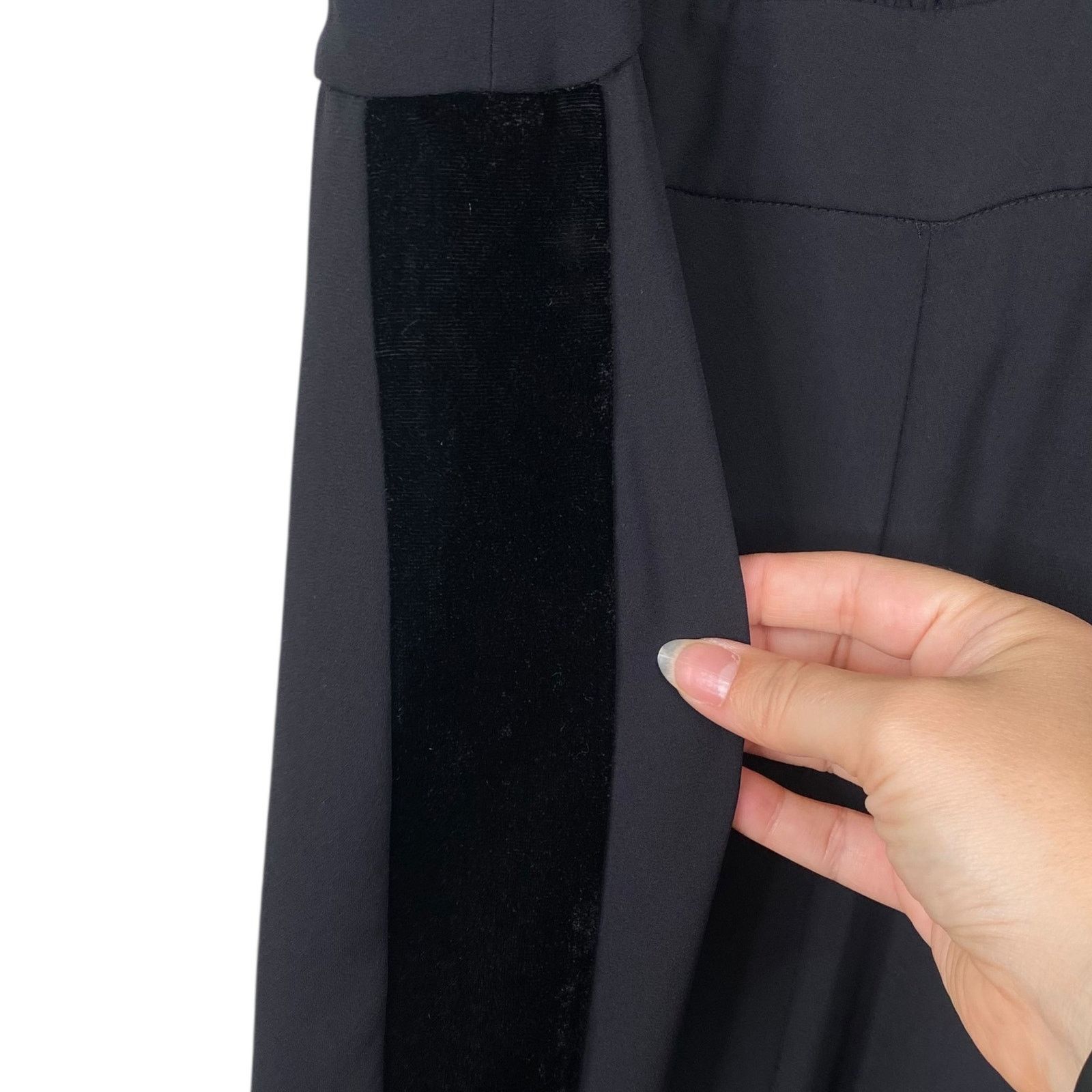 Kate Spade Kate Spade Black Velvet Bow Stripe Wide Leg Jumpsuit SZ 6 Size 28" / US 6 / IT 42 - 7 Thumbnail