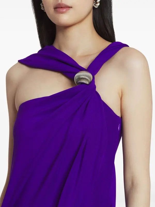 Lanvin o1y0326 Midi Dress in Purple Size M / US 6-8 / IT 42-44 - 2 Thumbnail