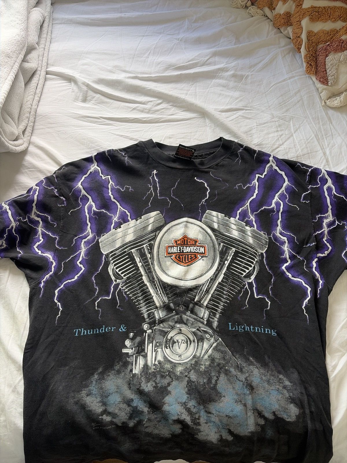 Harley Davidson LIGHTING TEE EARLY 90s Size US XXL / EU 58 / 5 - 1 Thumbnail