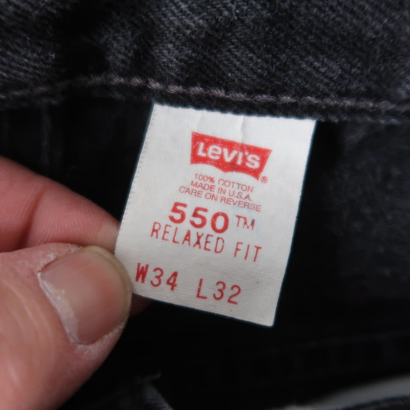 Levi's VINTAGE Levi's 550 Jeans Men 34x32 Black Relaxed Fit Denim 5-Pocket USA Made 90s 550 Theme Mens Size US 34 / EU 50 - 4 Thumbnail