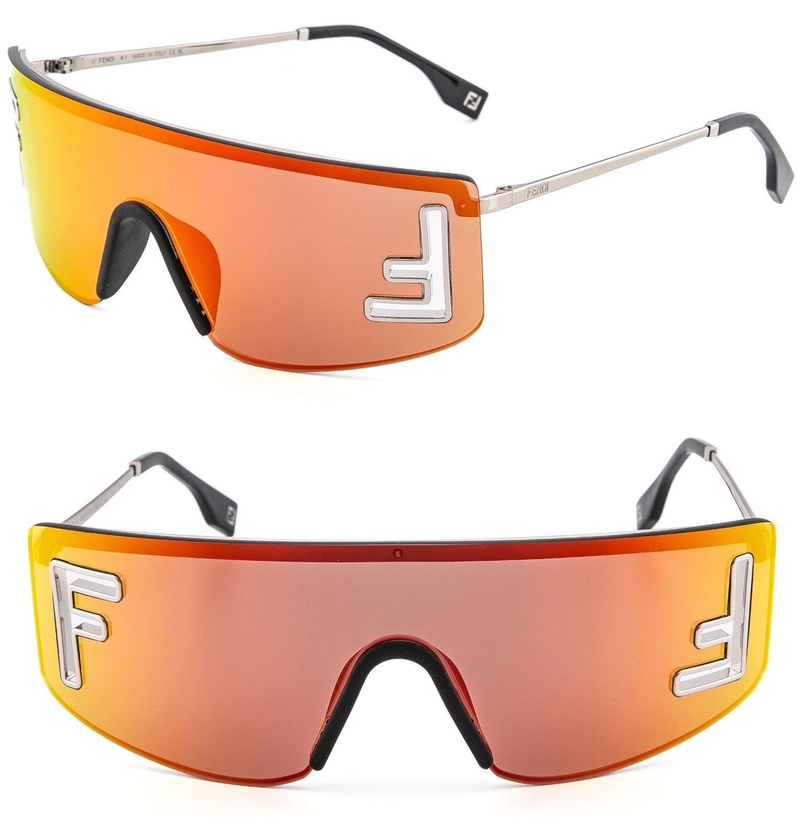 Fendi FENDI SPORT FE40168U Silver Orange Mirror Wrap Mask 40168 Size ONE SIZE - 1 Thumbnail