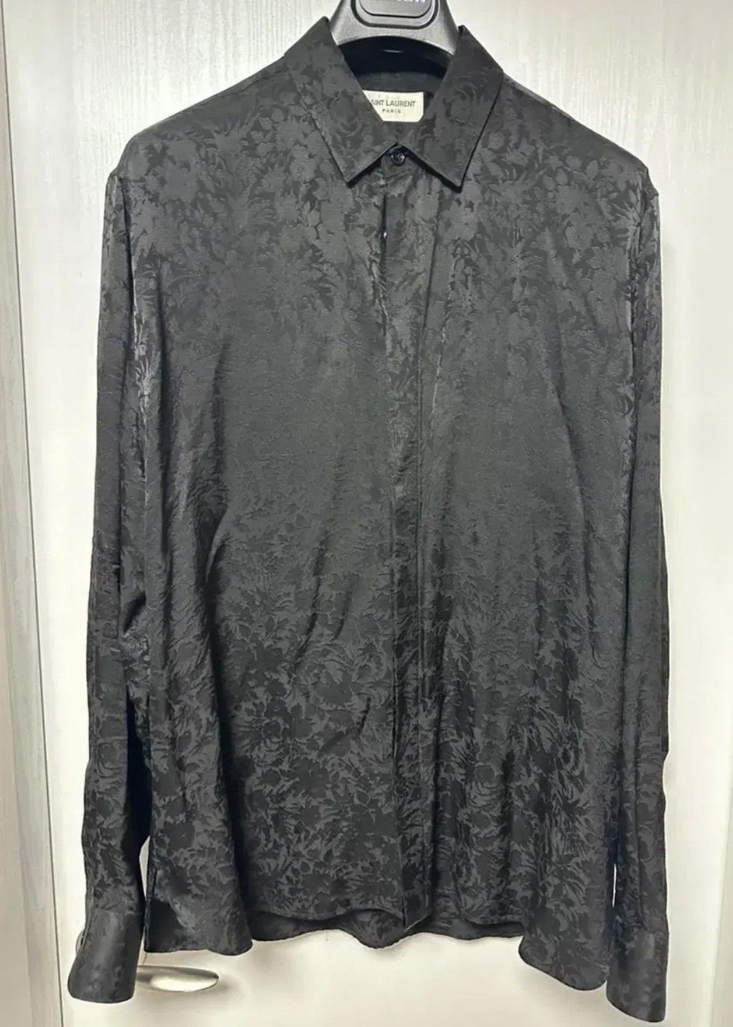 Saint Laurent Paris Saint Laurent Black Floral Rayon Shirts Size US XL / EU 56 / 4 - 1 Thumbnail