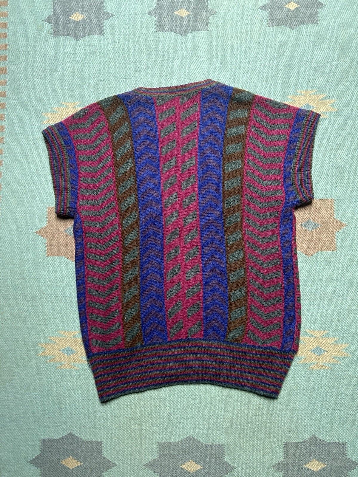 Vintage Vintage acrylic knit sweater vest cardigan robe geometric 46 Size L / US 10 / IT 46 - 6 Thumbnail