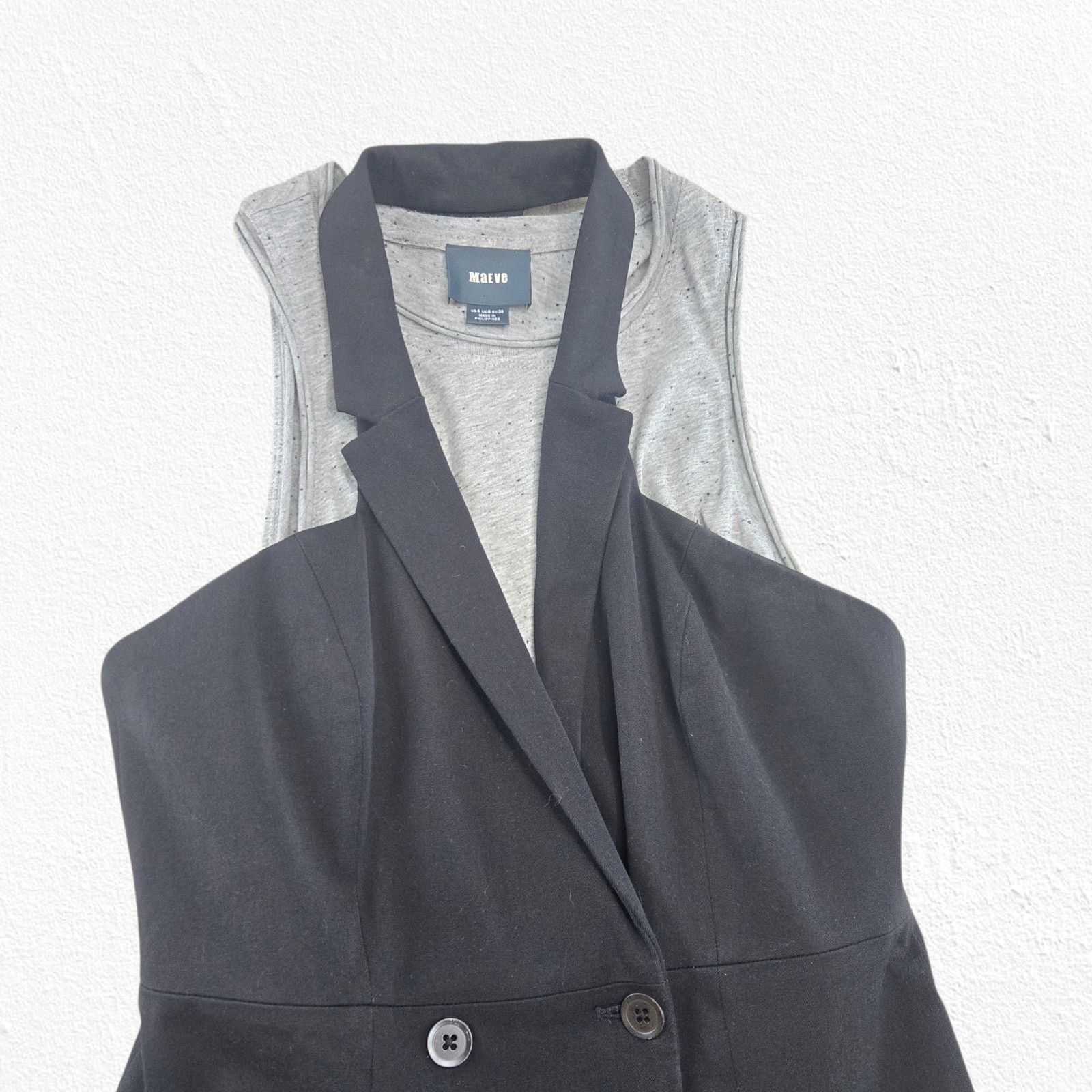 Anthropologie Maeve Gray Black Double Breasted Trench Dress Size 4 Size S / US 4 / IT 40 - 3 Thumbnail