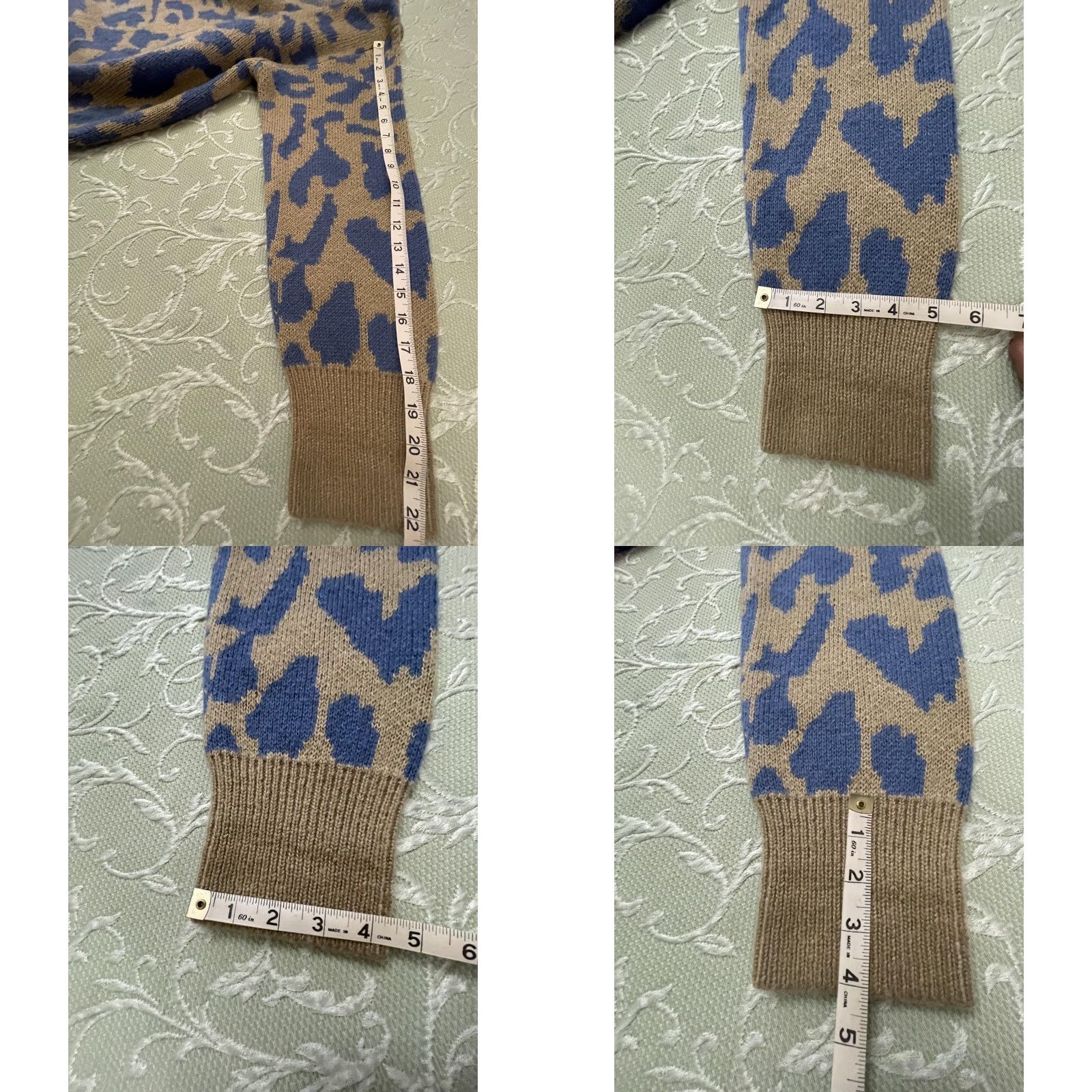 Vintage ODDI Sweater Womens 1XL/2XL Tan Blue Leopard Print Plus Size Pullover Crewneck Knit Long Sleeve Size XL / US 12-14 / IT 48-50 - 9 Thumbnail