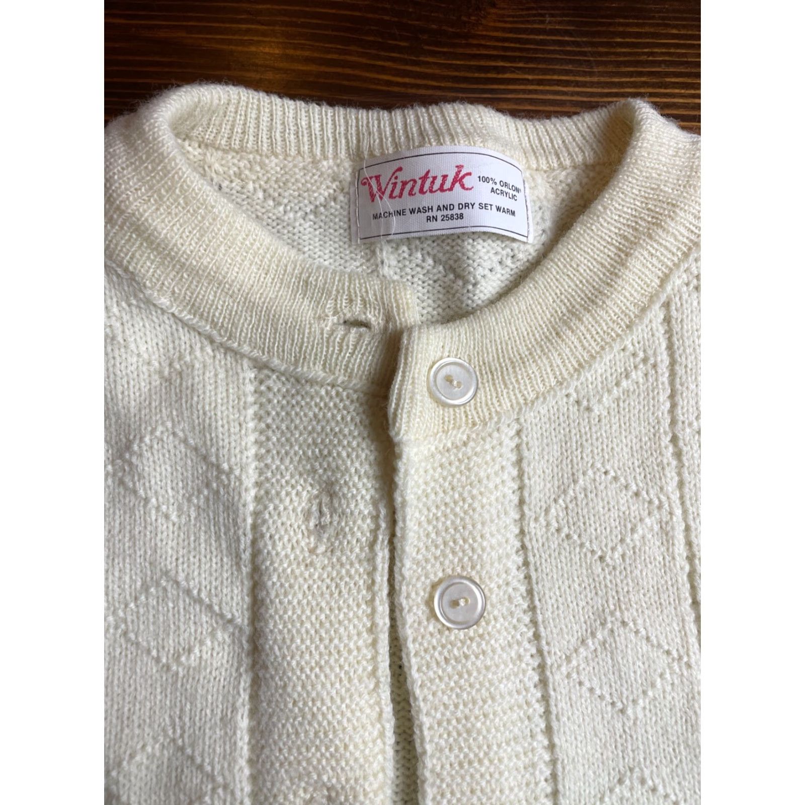 Vintage Wintuk Sweater, Women's M?, Cream, Button Up Cardigan Vintage Long Sleeve, Knitted Size M / US 6-8 / IT 42-44 - 3 Thumbnail