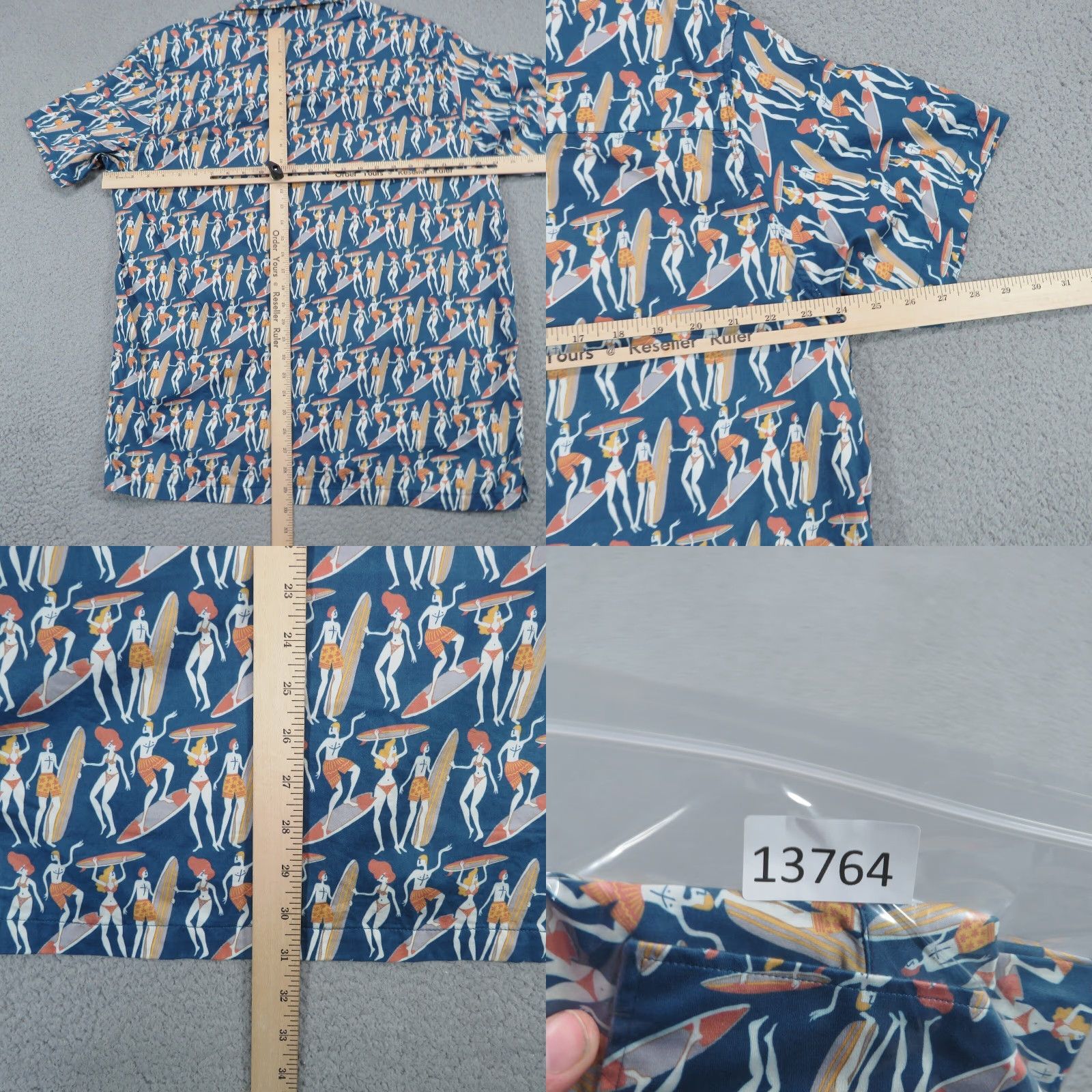 Far Afield Far Afield Shirt Mens 4 (XL) Blue Hawaiian Camp Collar All Over Surfer Surfing Size US S / EU 44-46 / 1 - 8 Thumbnail
