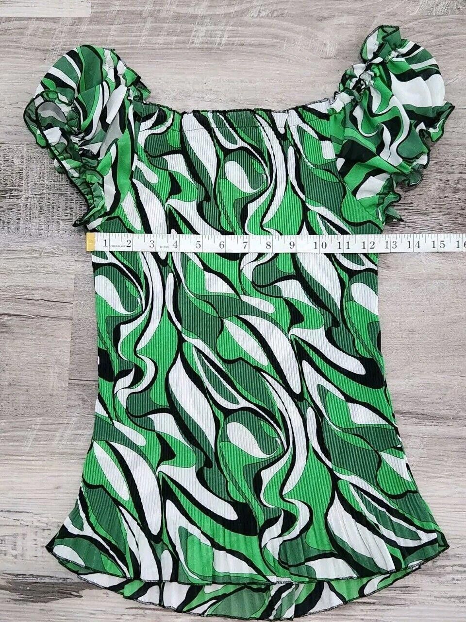 Designer Belissimo Top Small Vintage Y2k Green See Through Scrunched Size S / US 4 / IT 40 - 4 Thumbnail