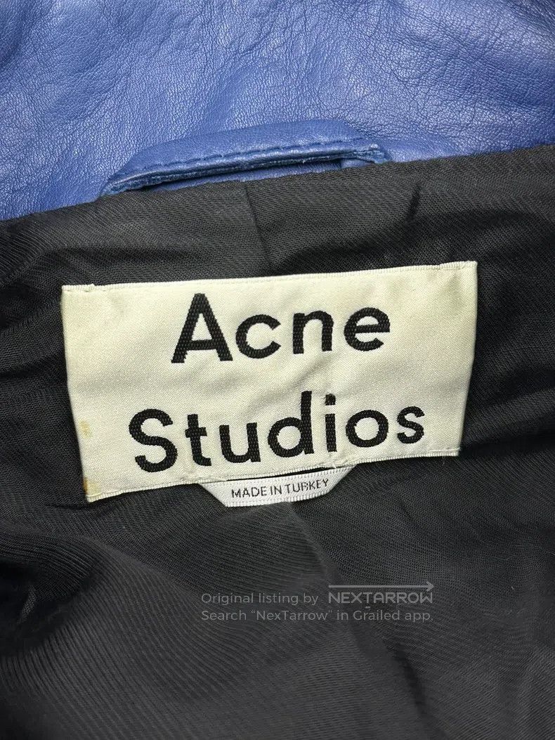 Acne Studios Acne Studios Blue Biker Leather Jacket Size XS / US 0-2 / IT 36-38 - 4 Thumbnail