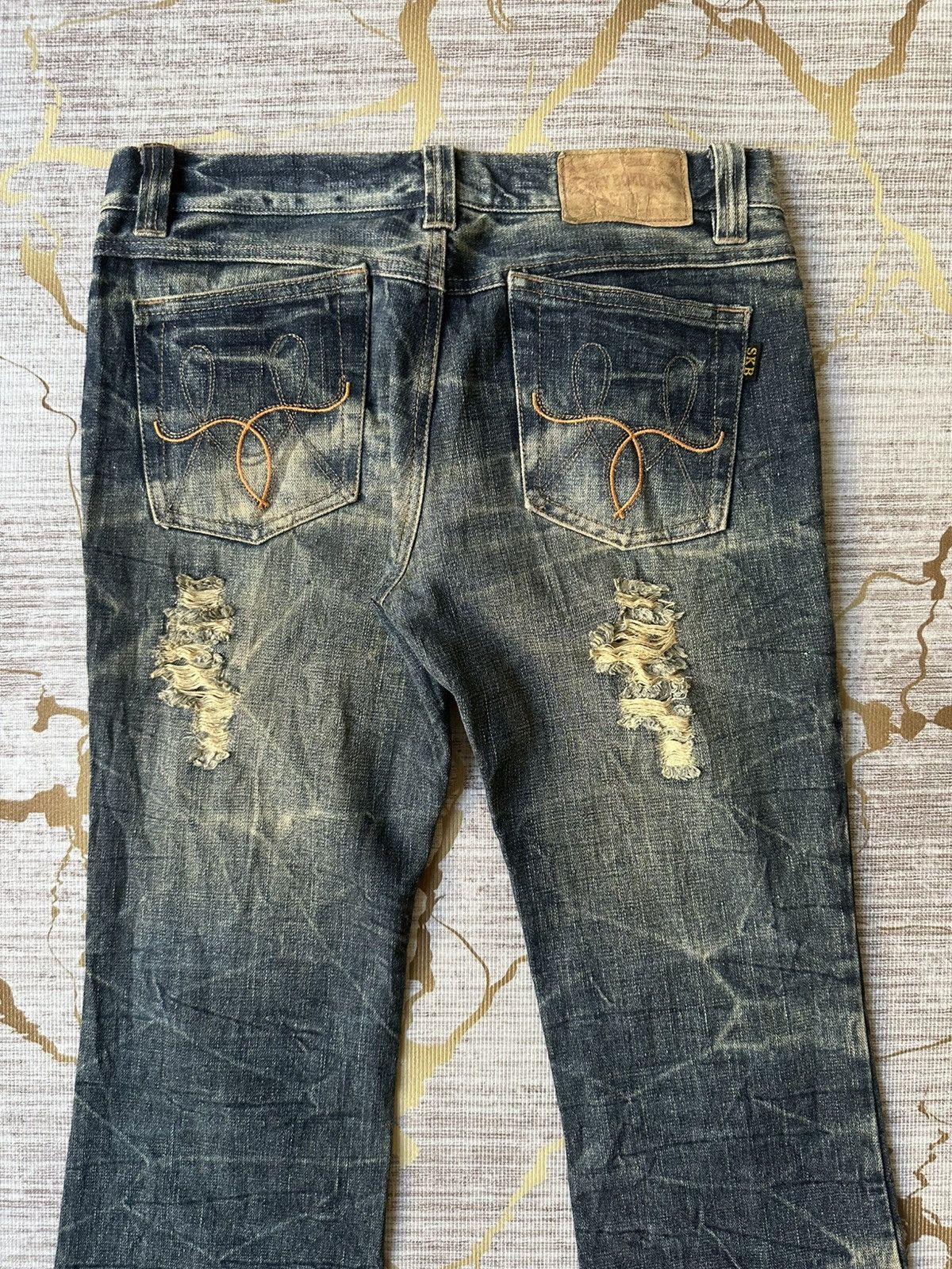 Tornado Mart FLARE Sky Bomber Distressed Claw Marks Design Denim Size US 31 - 11 Thumbnail