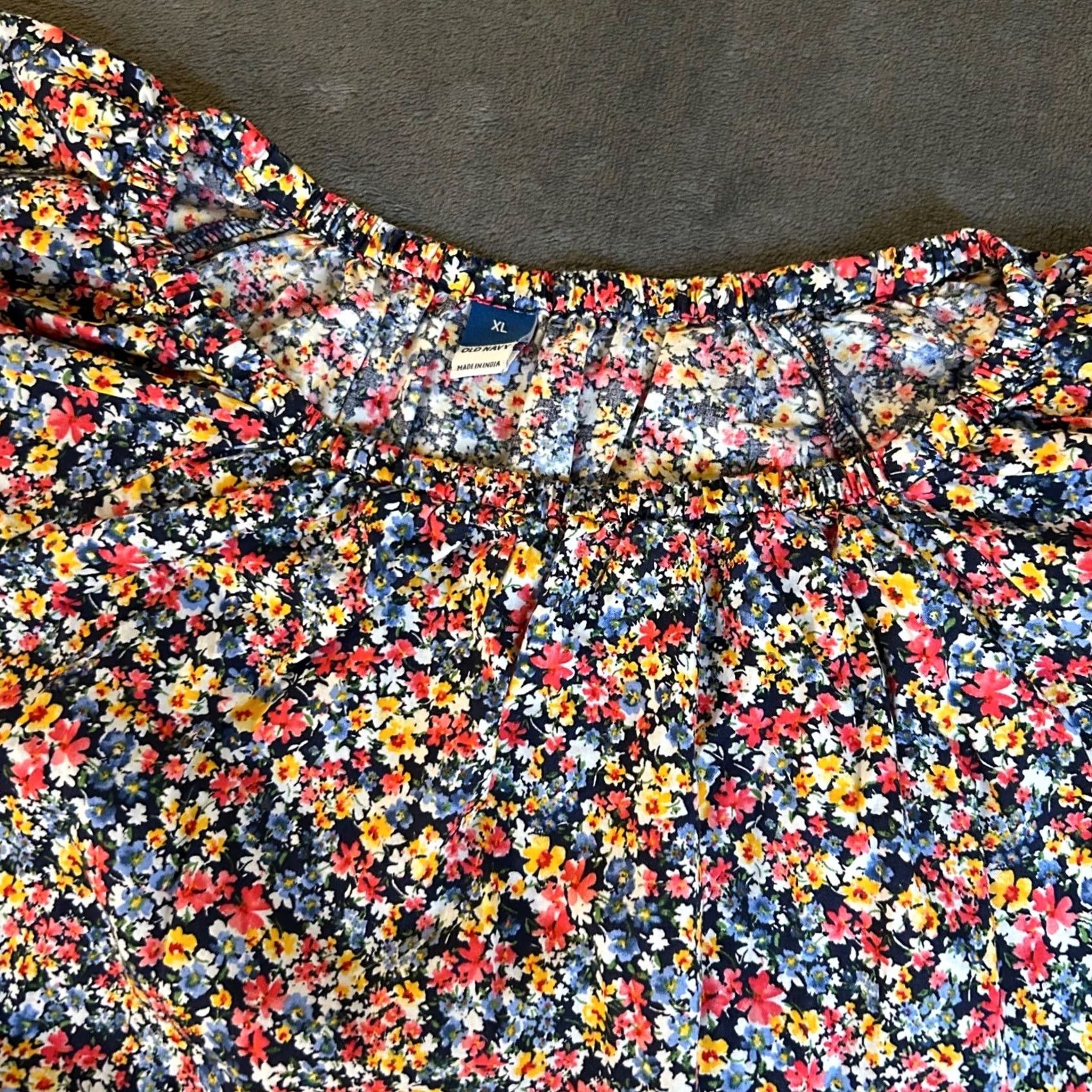 Old Navy Old Navy Multicolor Floral Print Short Sleeve Blouse Womens XL Blouse Tunic Lightweight Cotton Casual Top Size XL / US 12-14 / IT 48-50 - 4 Thumbnail