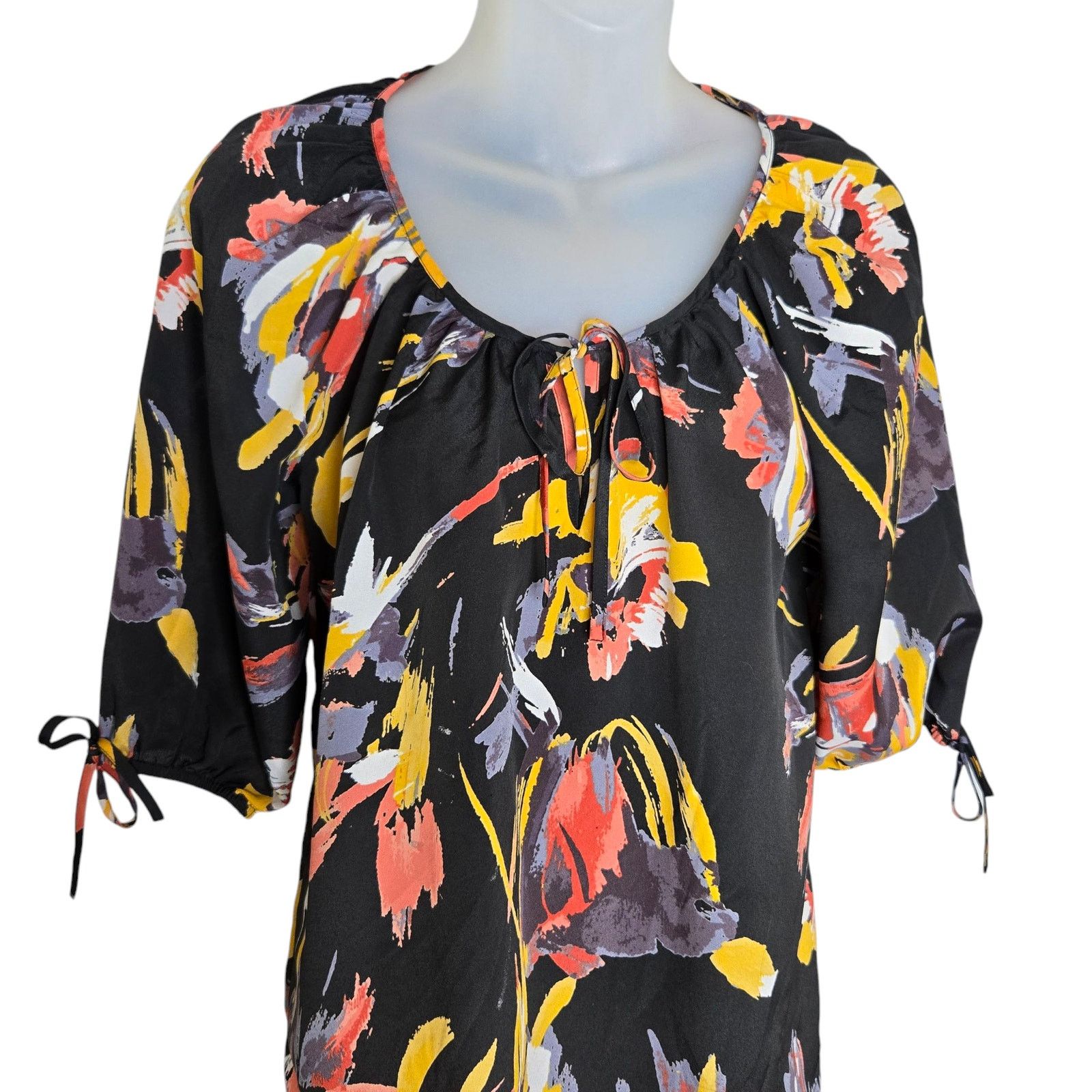 Loft Ann Taylor Loft Floral Top Small Abstract Brush Strokes Size S / US 4 / IT 40 - 2 Thumbnail