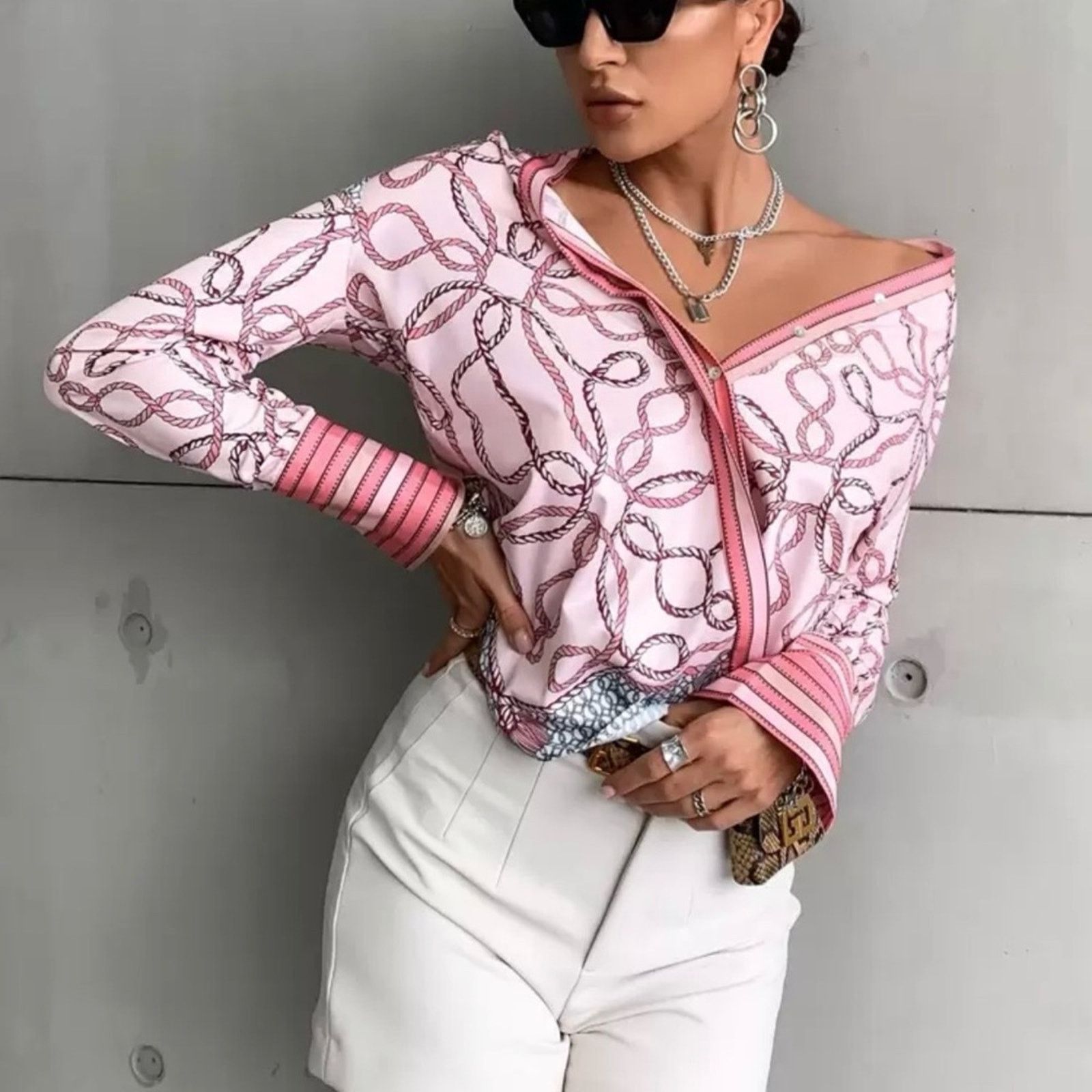 Other New Y2K Stylish Pink Patterned Women's Top Size S / US 4 / IT 40 - 6 Thumbnail