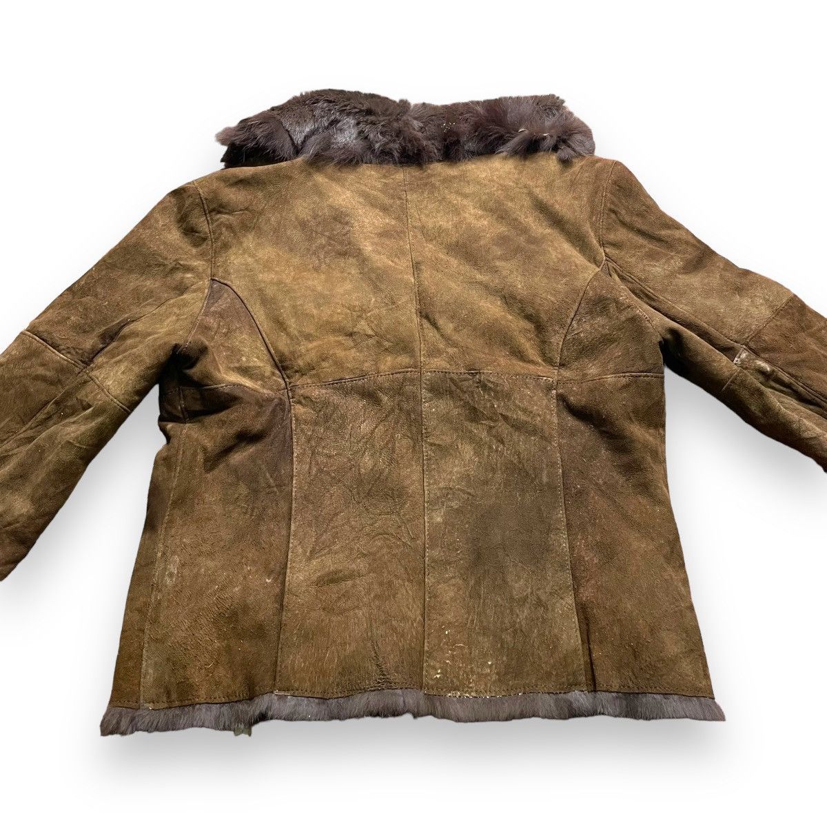 If Six Was Nine VINTAGE SPANISH RABBIT SHEEP LEATHER BLUE FOX FUR JACKET Size M / US 6-8 / IT 42-44 - 12 Thumbnail