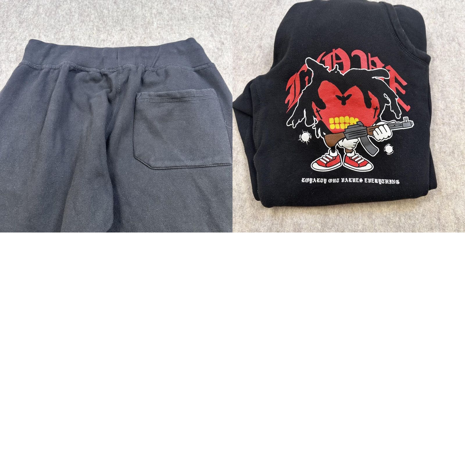 Vintage L.O.V.E Joggers Sweatpants Mens Large Black Graphic Heart Streetwear Fleece Adult Regular Size US 33 - 8 Thumbnail