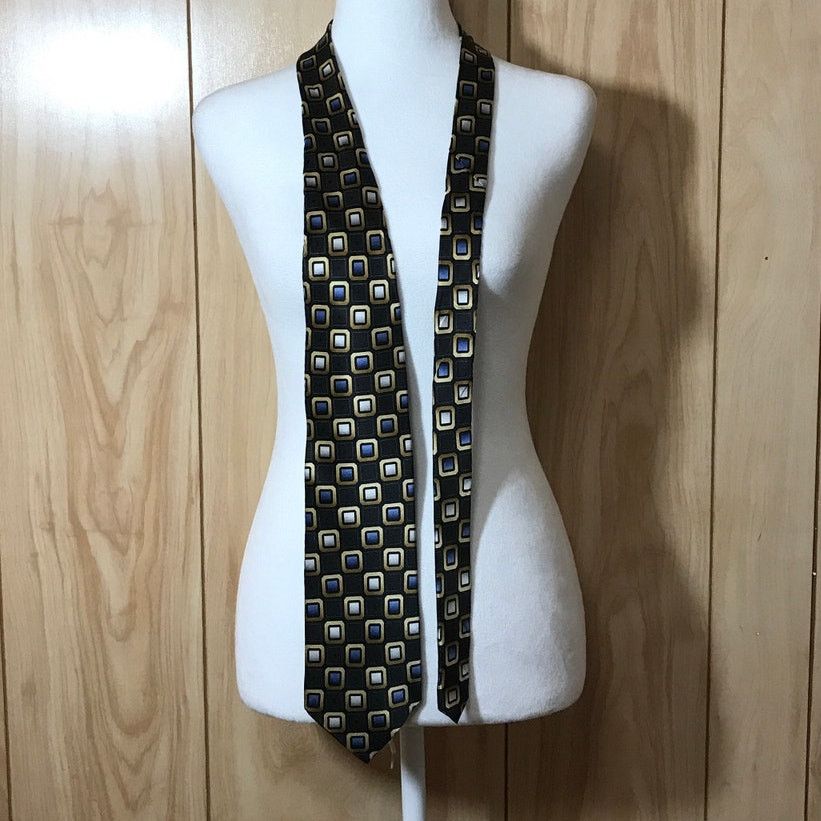 George George Square Pattern Silk Necktie Size ONE SIZE - 2 Thumbnail