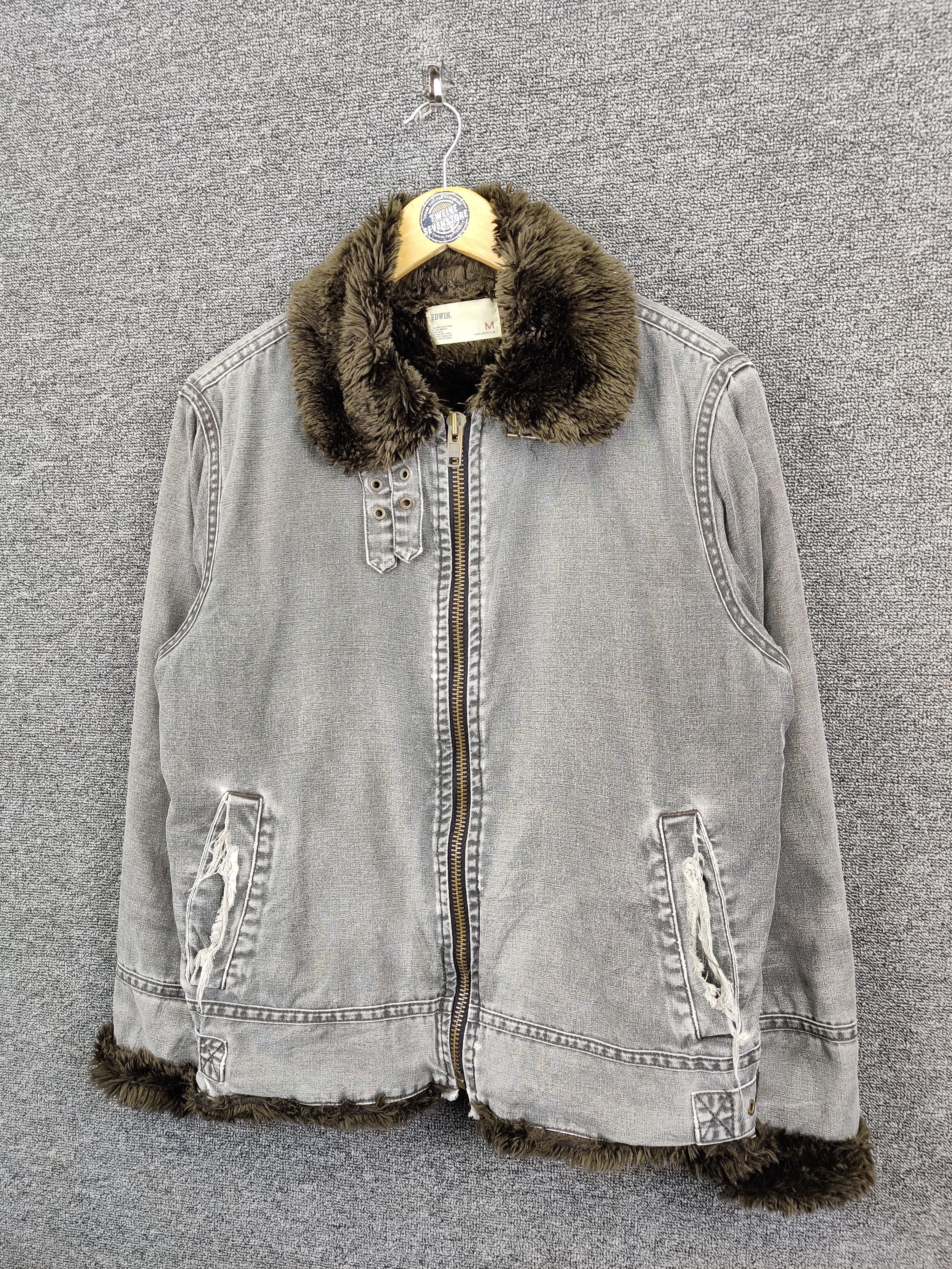 Edwin Vintage Edwin Shearling Denim Faux Fur Jacket Size US M / EU 48-50 / 2 - 2 Thumbnail